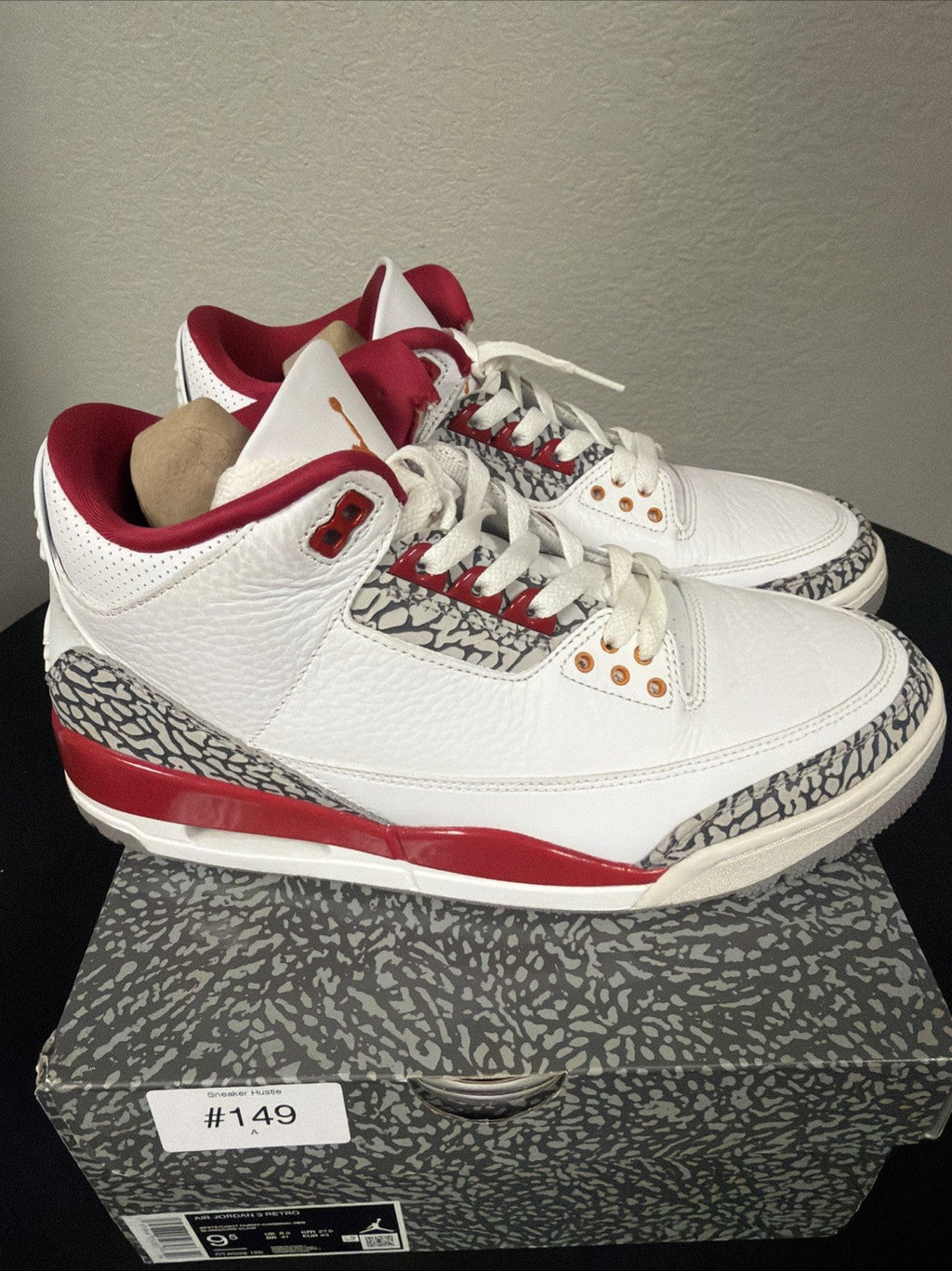 Men's Nike Air Jordan 3 Retro Cardinal Red White Cement Grey CT8532-126 Size 9.5 - product image from the listing.
