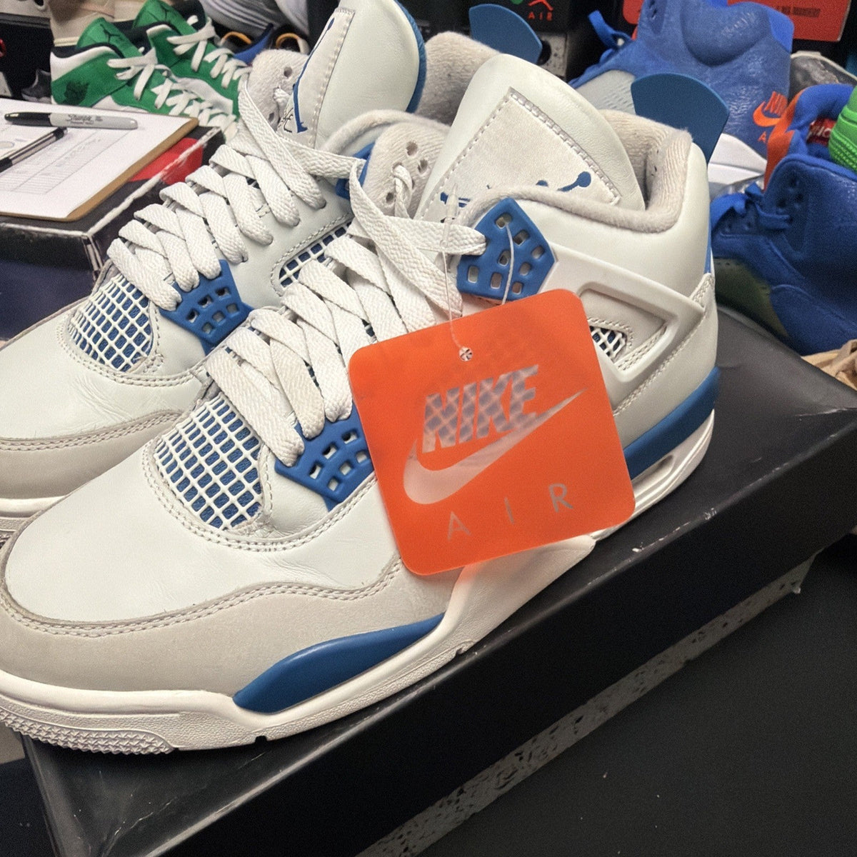 "Military Blue / Industrial Blue" (Men's) Air Jordan 4 Retro (2024) Size 8 (207) - product image from the listing.