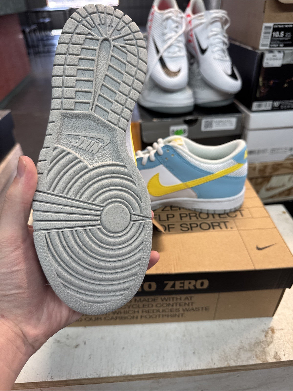 Nike Dunk Low GS Blue Chill Yellow Strike White - Size 5.5Y - product image from the listing.