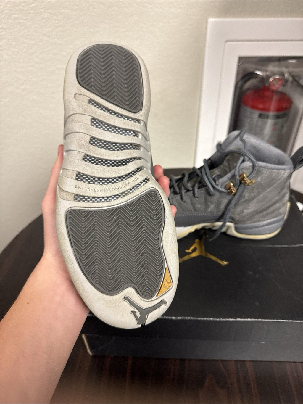 Dark Grey Suede 2017 Size 6y GS - Nike Air Jordan 12 Retro - product image from the listing.