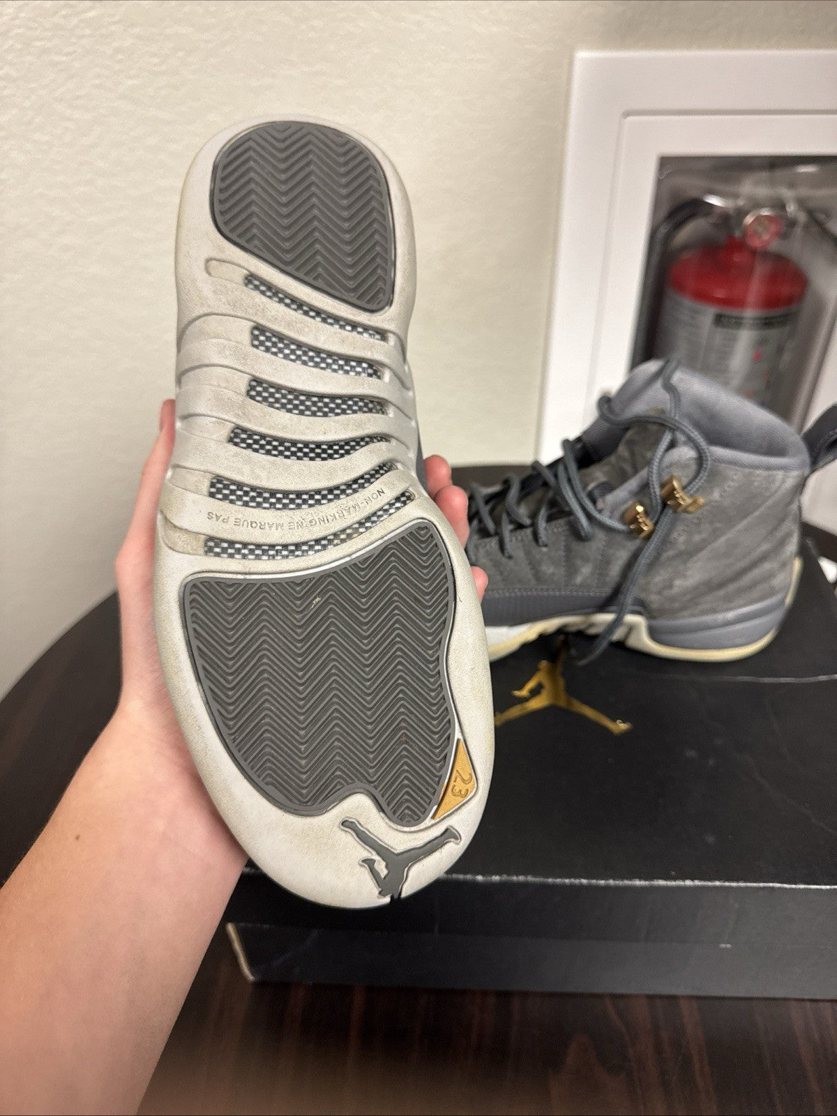Dark Grey Suede 2017 Size 6y GS - Nike Air Jordan 12 Retro - product image from the listing.