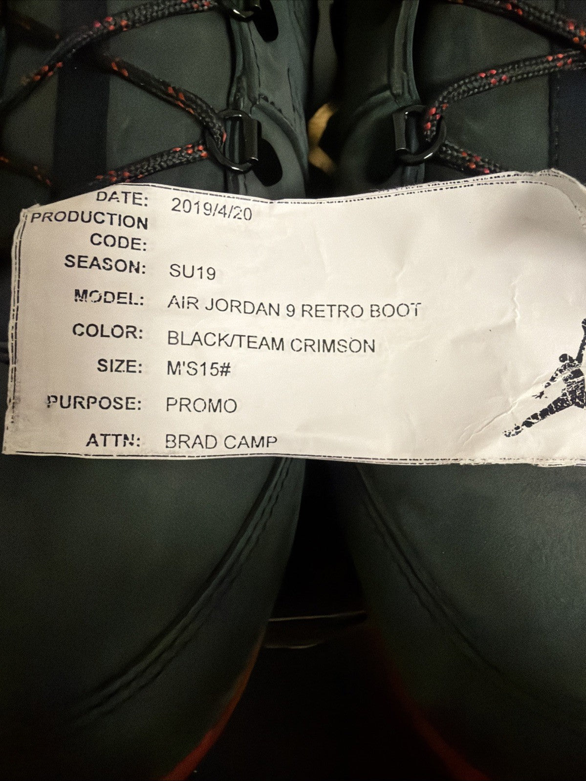 Oklahoma Sooners Sample/PE Size 15 - Jordan 9 - product image from the listing.