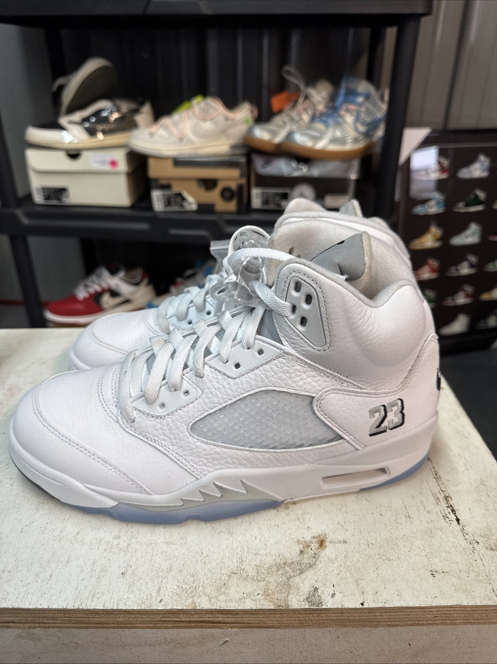 Nike Air Jordan 5 Retro White Metallic Silver 2026 | Replacement Box - Size 9 - product image from the listing.