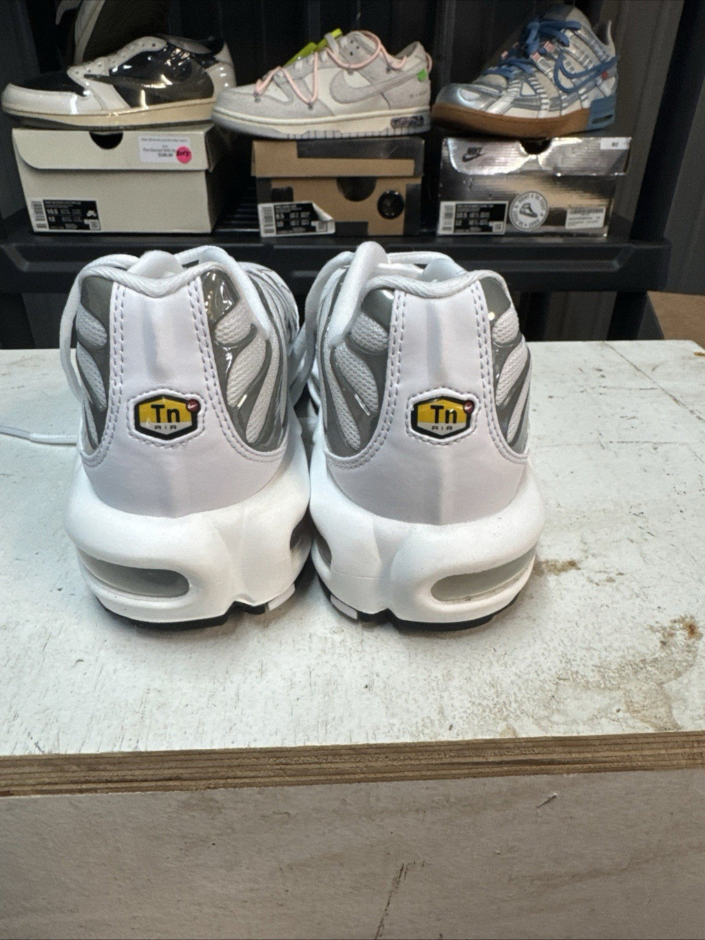 Nike AirMax Plus. White /Metallic Silver | No Box - Size 8.5 - product image from the listing.