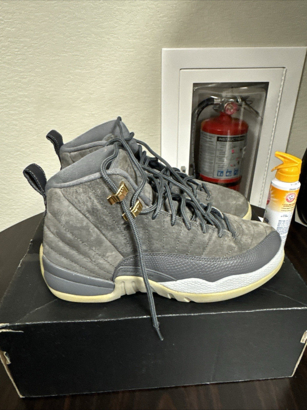 Dark Grey Suede 2017 Size 6y GS - Nike Air Jordan 12 Retro - product image from the listing.