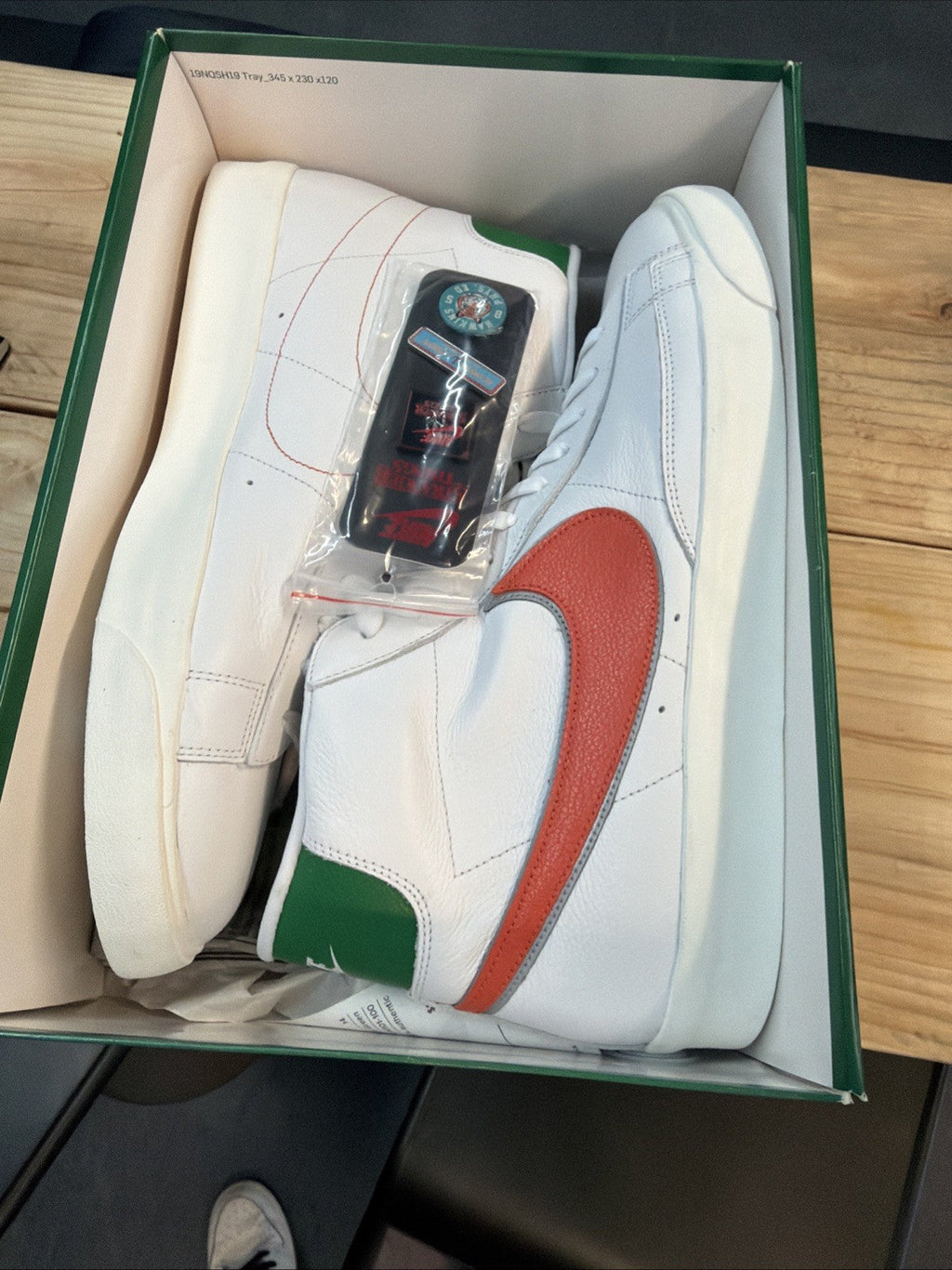 Blazer size 14. White Green Stranger Things Hawkins High School CJ6101-100. by Nike - product image from the listing.
