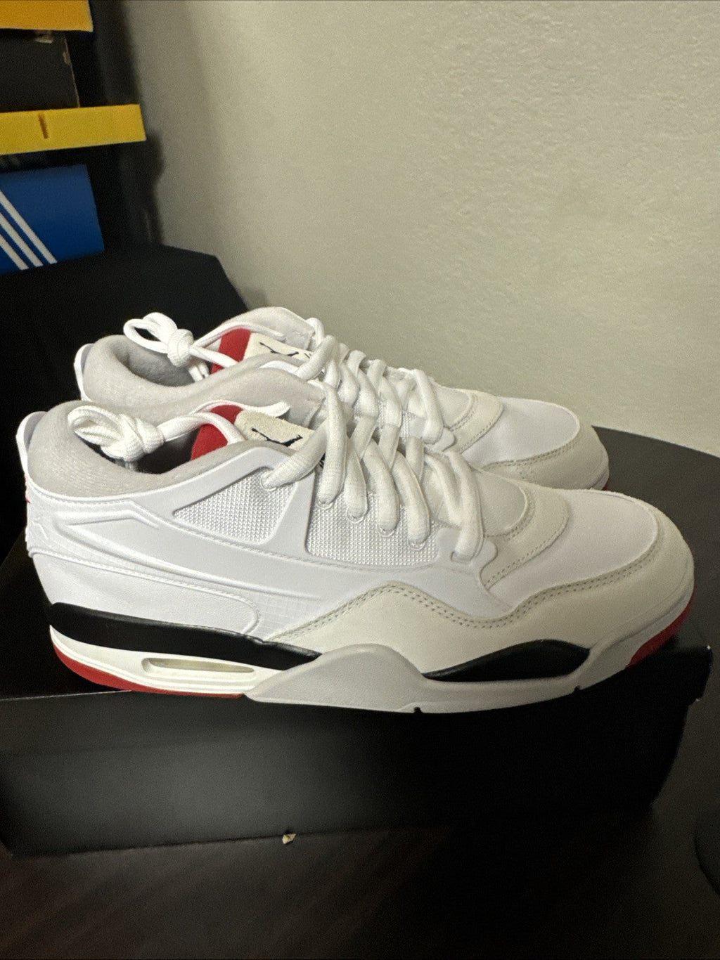 Men's Jordan 4 RM White Varsity Red Fire Red Shoes Size 11 | No Box - product image from the listing.