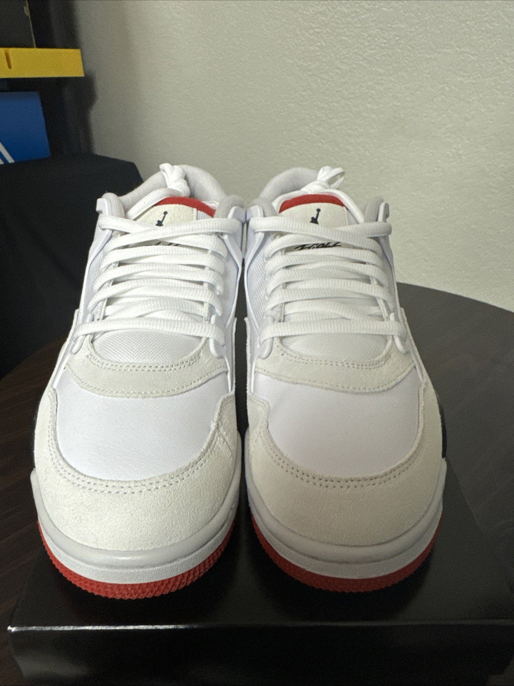 Men's Jordan 4 RM White Varsity Red Fire Red Shoes Size 11 | No Box - product image from the listing.