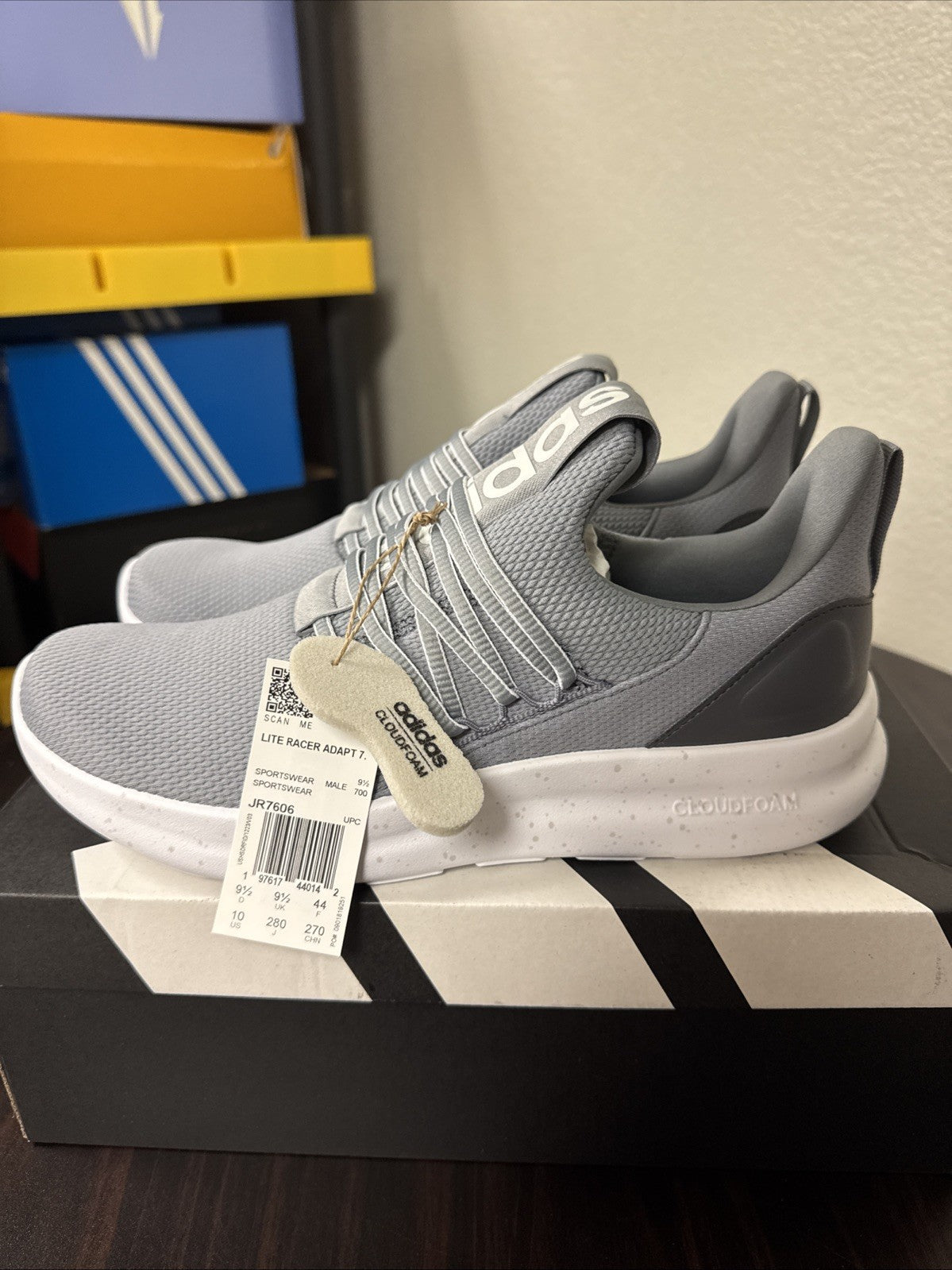Men's Size 10 - Adidas Lite Racer Adapt 3.0 Gray Running Shoes Sneakers - product image from the listing.
