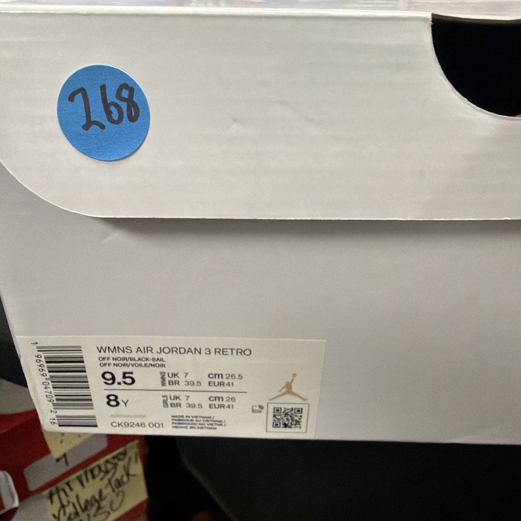 Men's Size 11 - Air Jordan 3 Retro Off Noir W Size 9.5 (268) - product image from the listing.