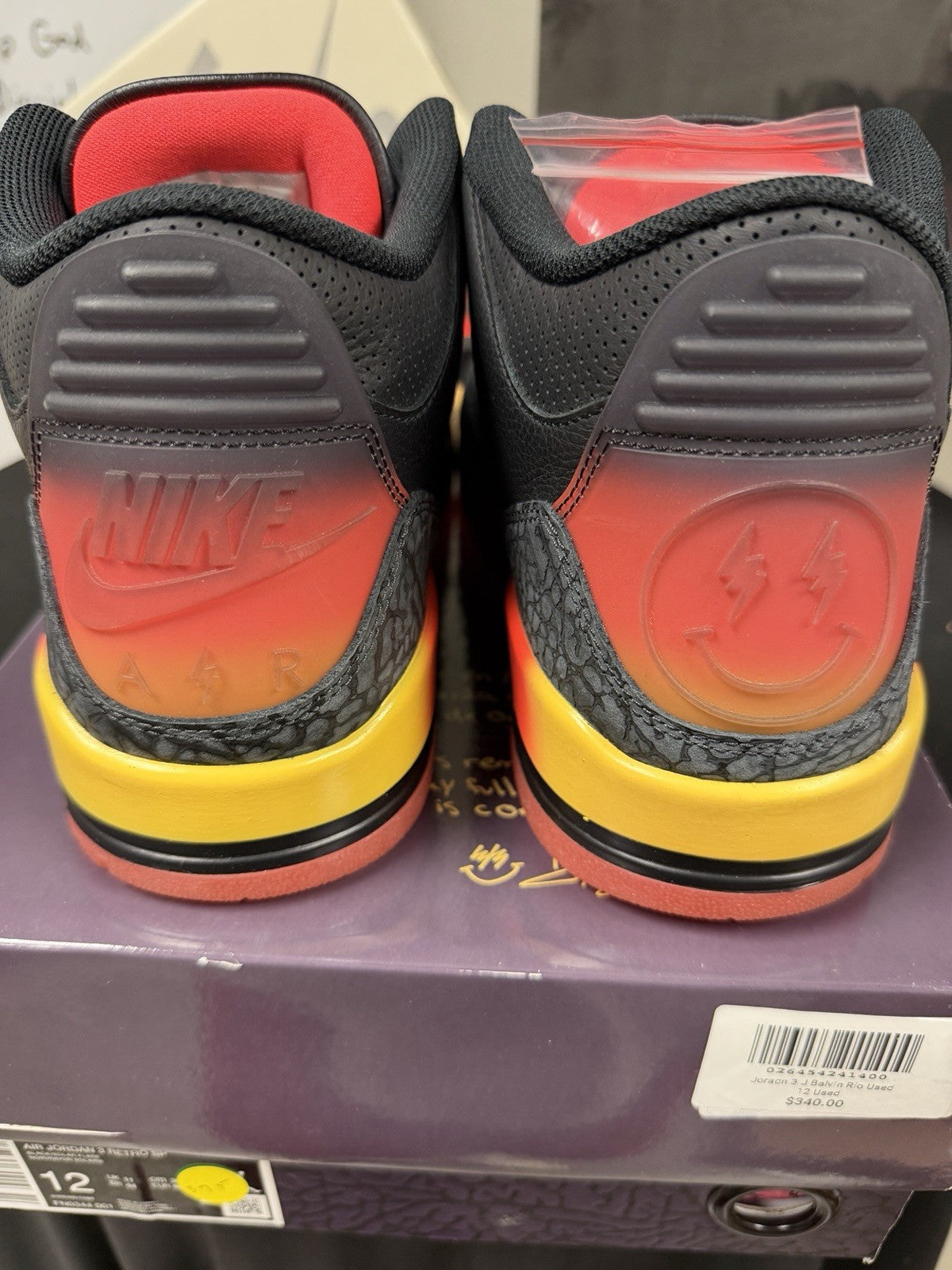 J. Balvin x Air Jordan 3 Retro Rio Size 12 - product image from the listing.
