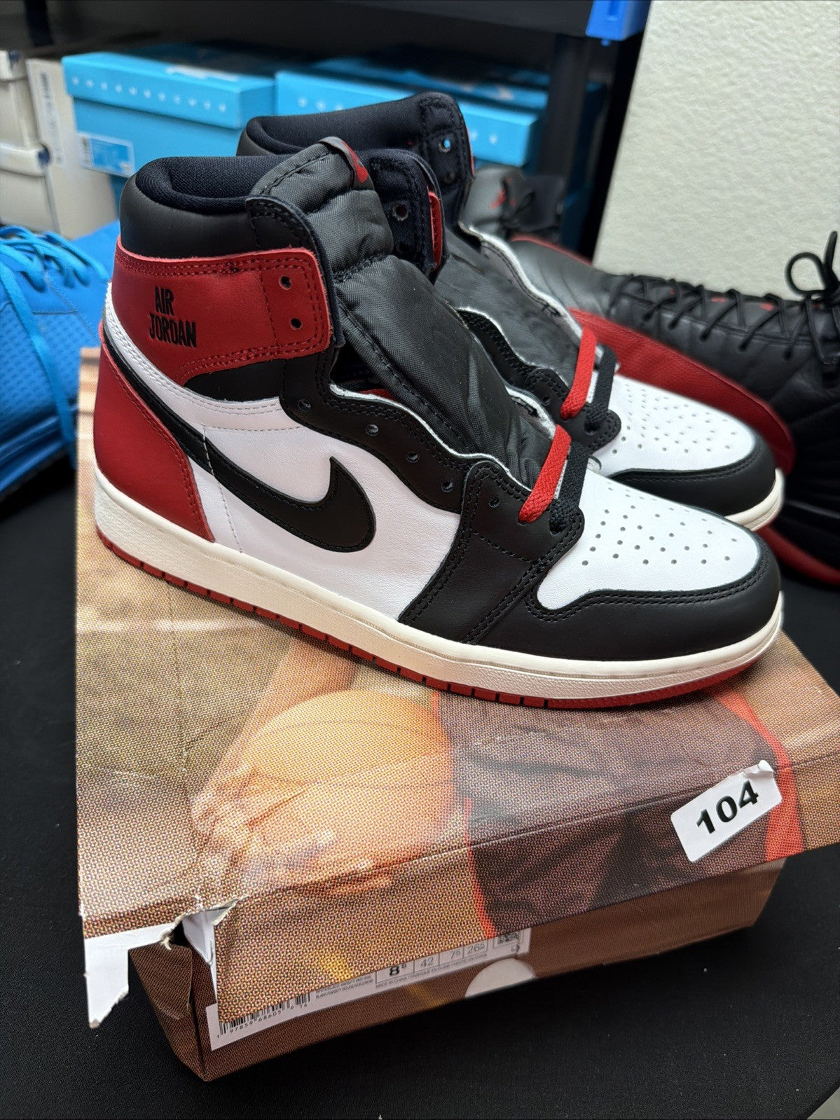 Men's Nike Air Jordan 1 High OG Shoe Black Toe Reimagined DZ5485-106 size 8.5 - product image from the listing.