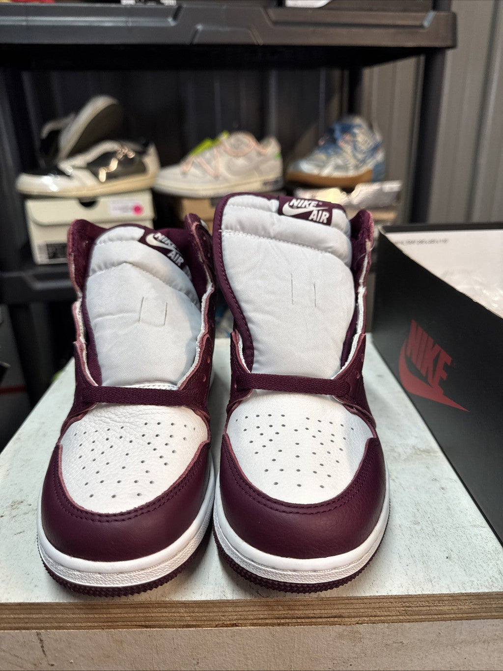 NIB NIKE AIR JORDAN 1 RETRO HIGH GS BORDEAUXL | Topless Box - Size 6Y - product image from the listing.