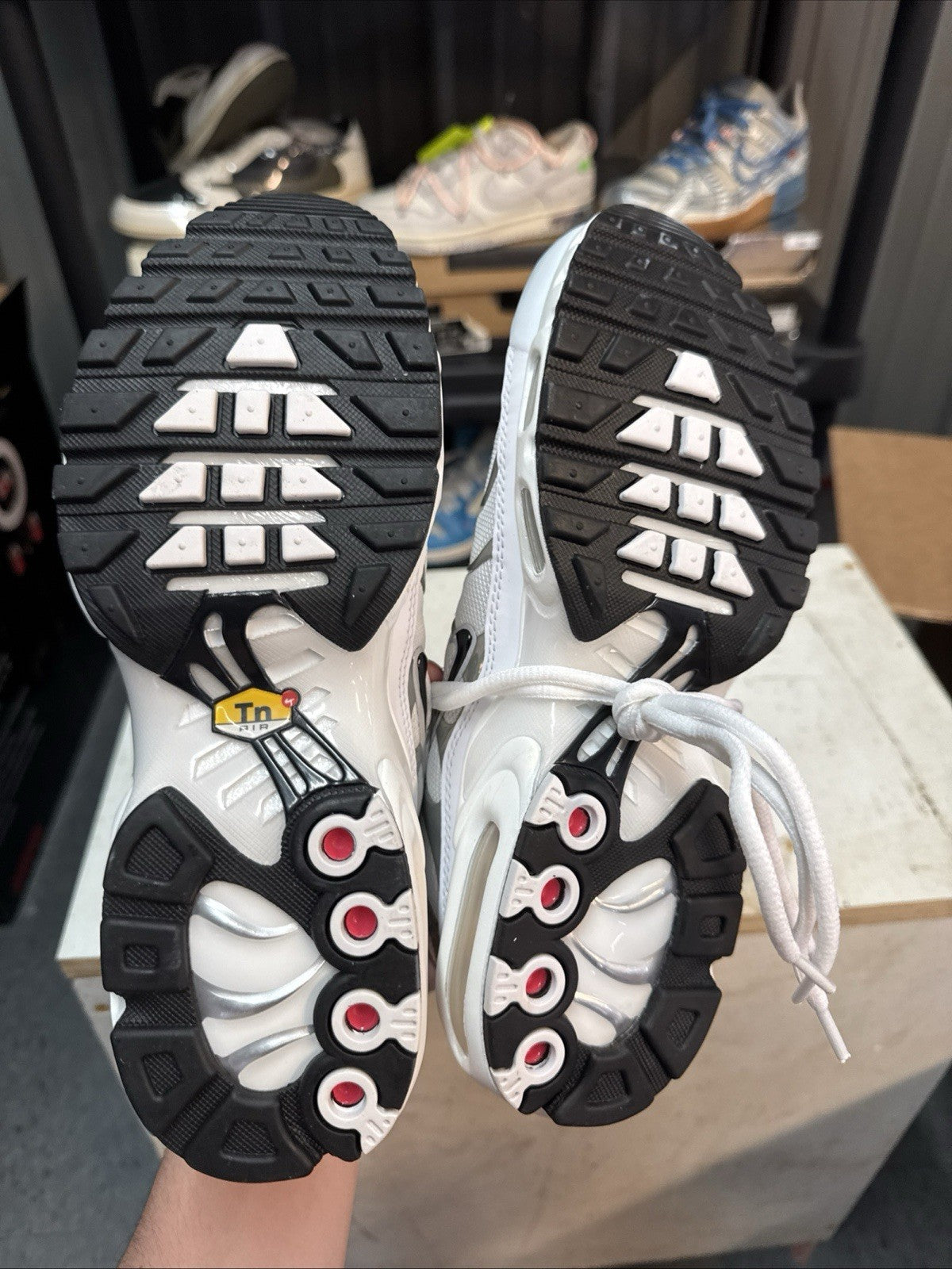 Nike AirMax Plus. White /Metallic Silver | No Box - Size 8.5 - product image from the listing.