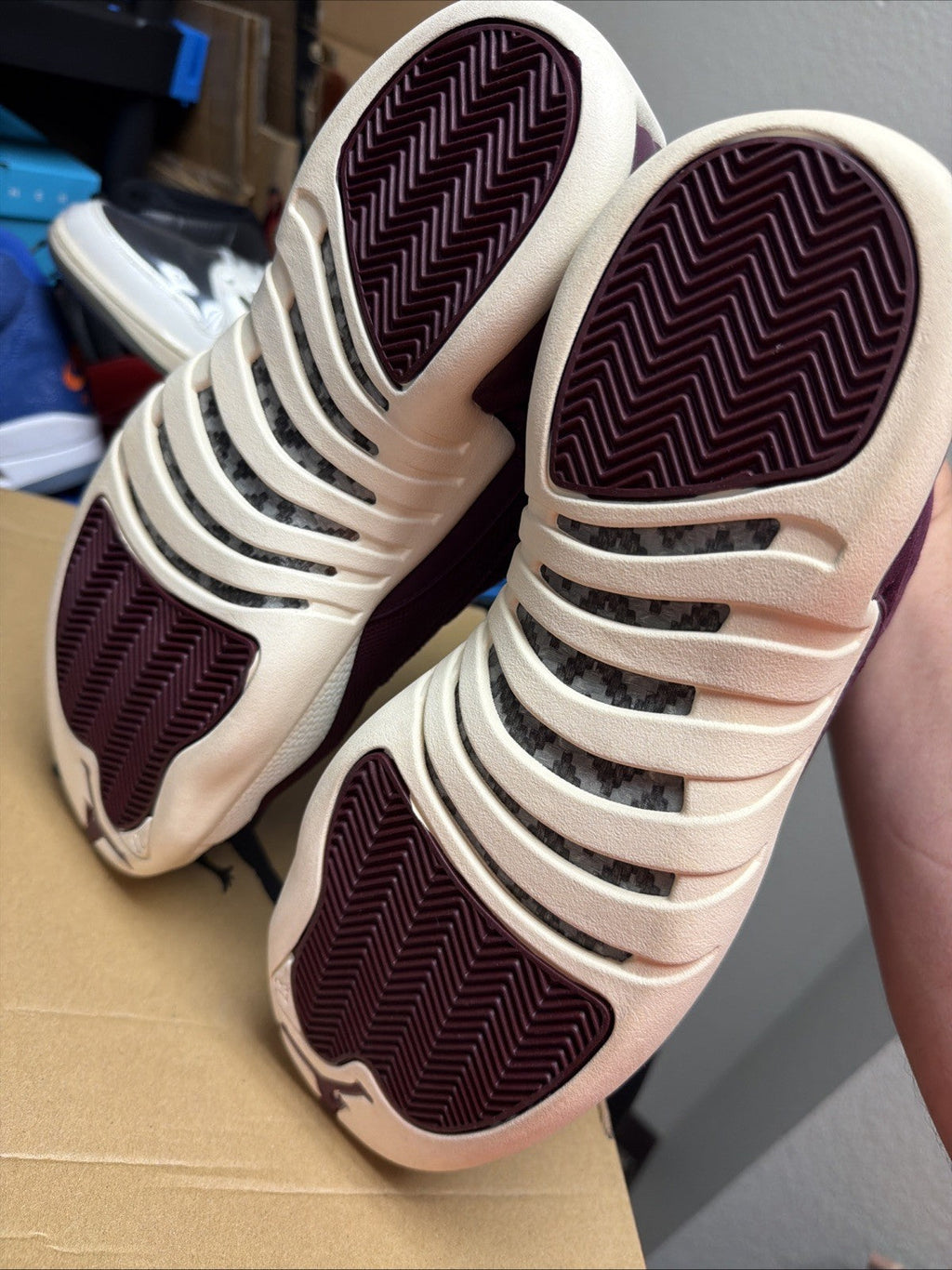 Air Jordan 12 Retro Bordeaux White 2017 Mid Top Men's Athletic Sneaker - product image from the listing.