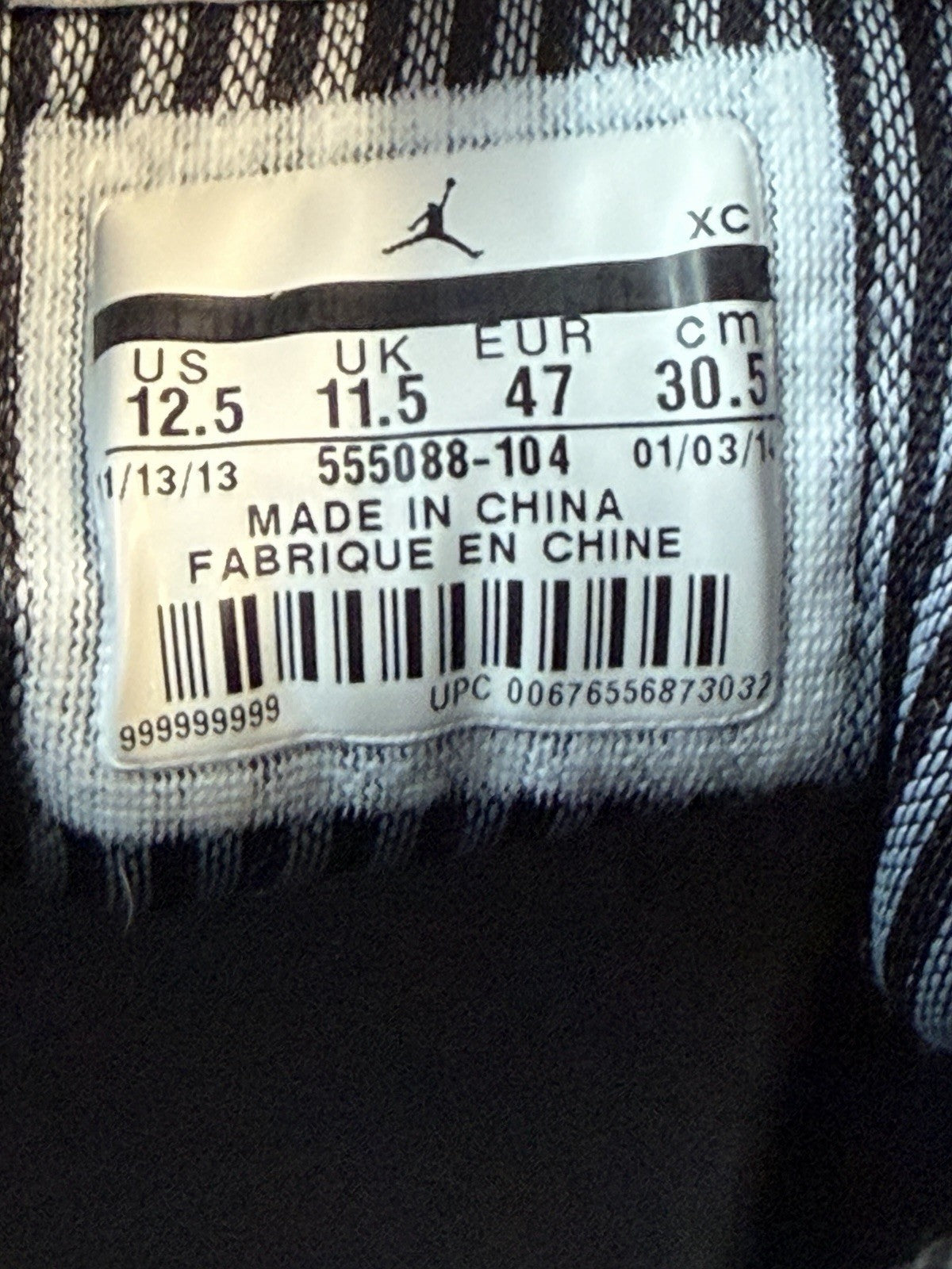 Men's Jordan 1 Retro High OG Barons 12.5 White Black Shoes Sneakers SAMPLE. RARE - product image from the listing.