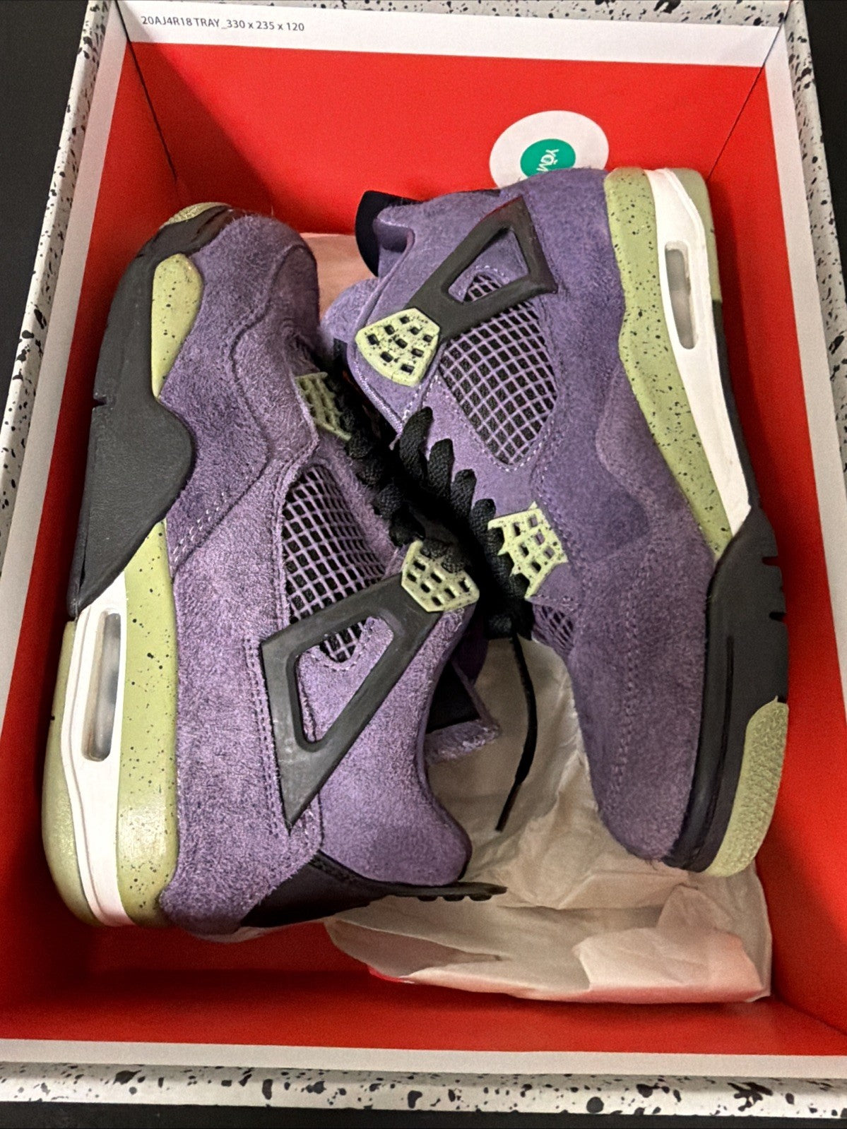 Women's Jordan 4 Retro Canyon Purple Suede Athletic Shoes Size 8.5 AQ9129-500 - product image from the listing.