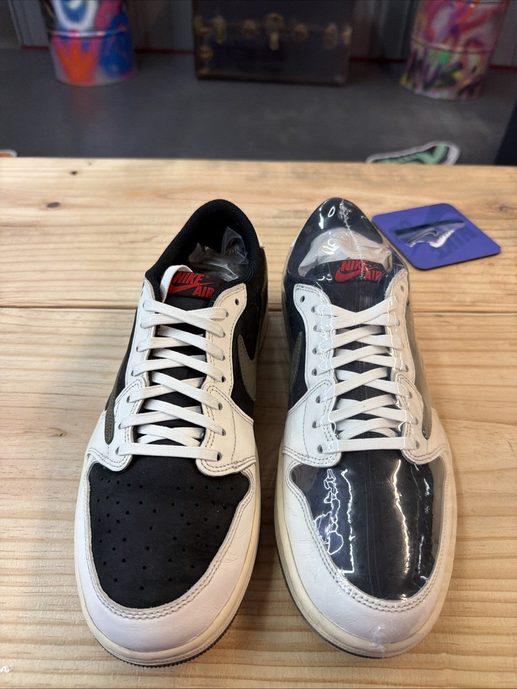 Women's WMNS Jordan 1 Low OG SP Travis Scott Olive Size 12 VNDS - product image from the listing.