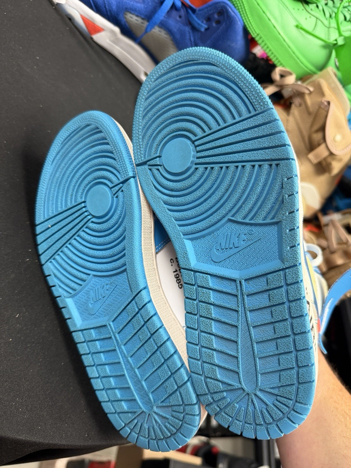 Pre-owned, Size 4.5 - Off-White Jordan 1 UNC - product image from the listing.