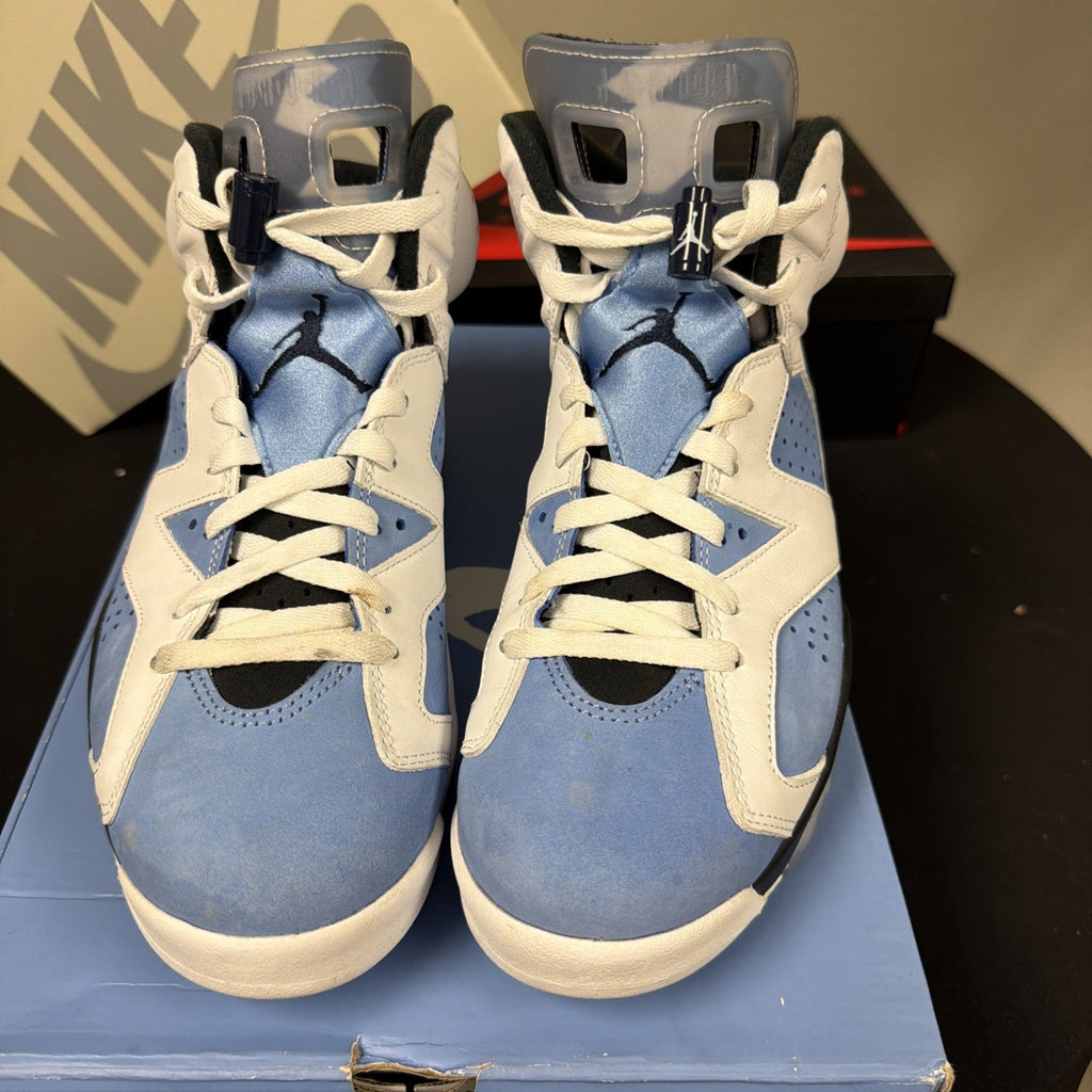 Men's Nike Air Jordan 6 Retro University Blue White Black Size 9 CT8529 410 - product image from the listing.