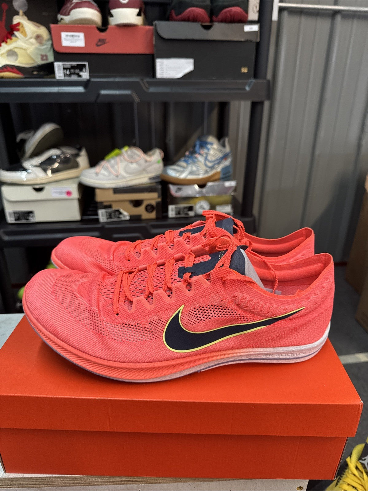 "Bright Mango" Size 15 - Nike ZoomX Dragonfly Track Spikes - product image from the listing.