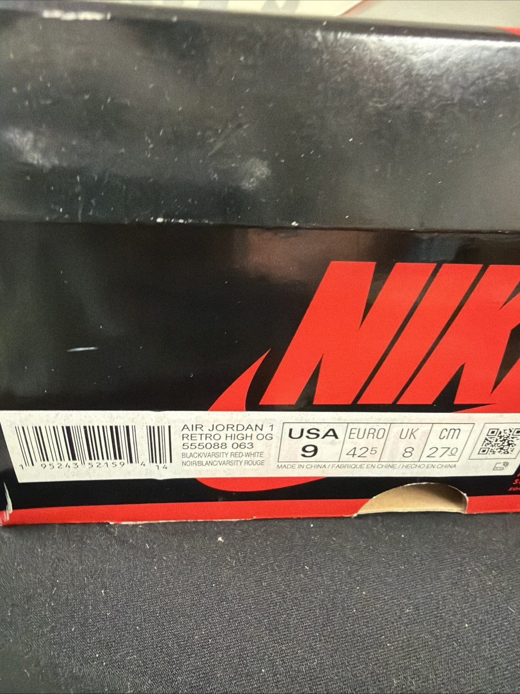 Patent Bred Size 9 (555088 063) - Air Jordan 1 Retro High OG - product image from the listing.