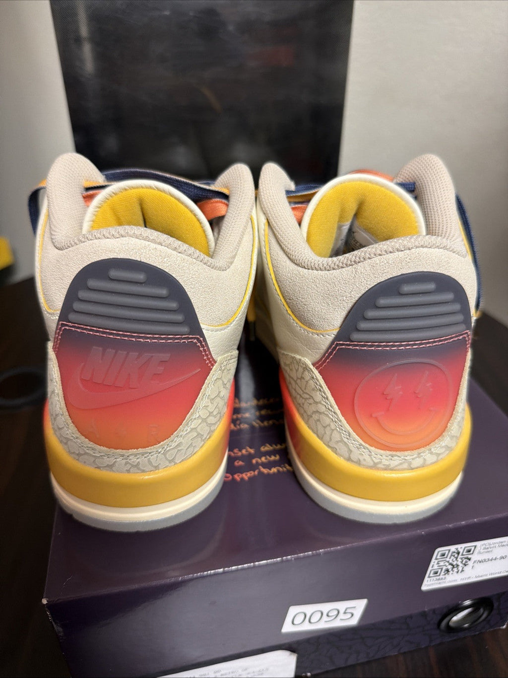 Men's Air Jordan 3 J Balvin Medellin Sunset Retro Size 8.5 Sneakers FN0344-901 - product image from the listing.