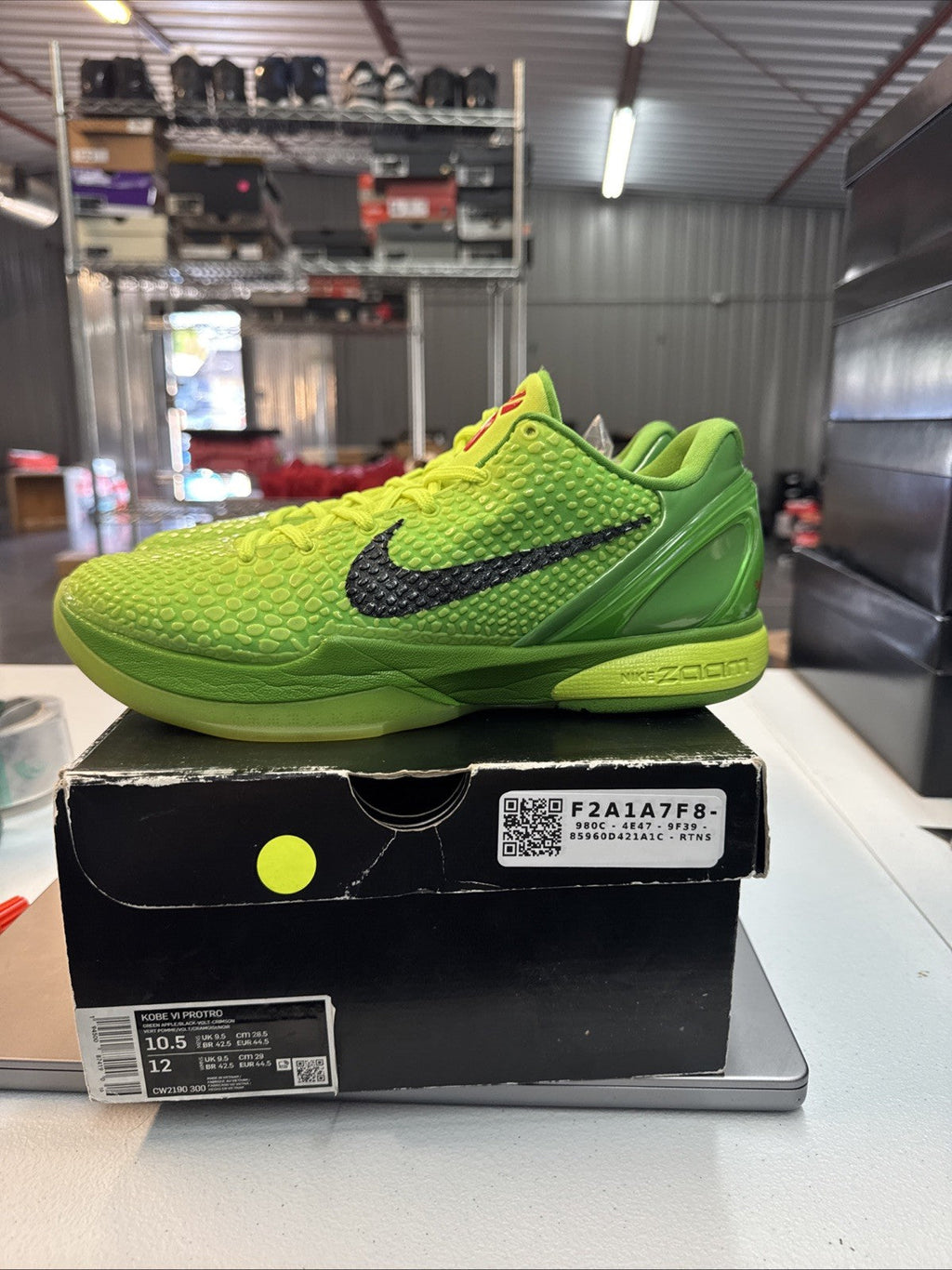 Size 10.5- Nike Kobe 6 Protro Grinch - product image from the listing.