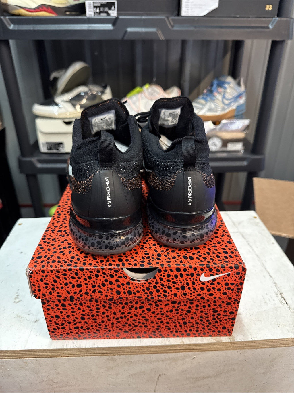 Nike Air Vapormax 2023 Flyknit Se Olympic Safari Black-Silver Size 13 - product image from the listing.