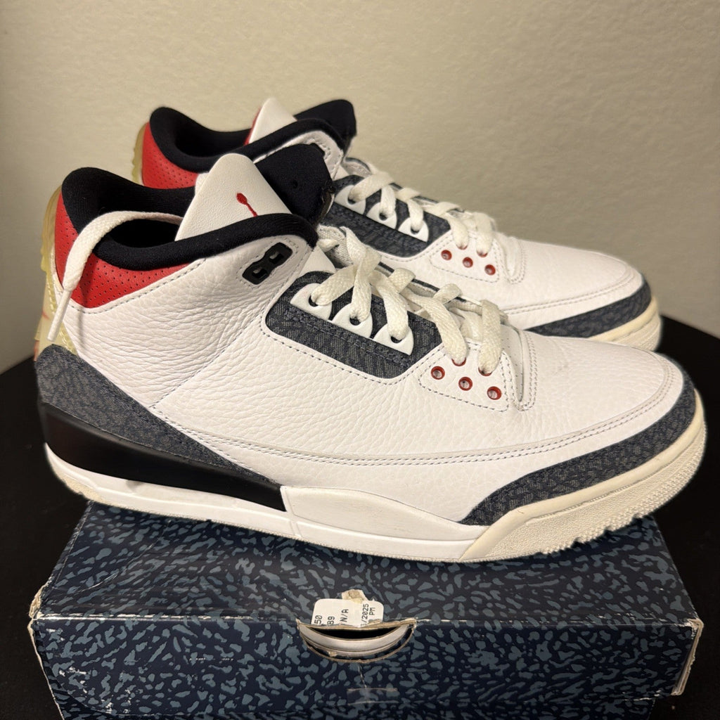 Fire Red Denim 2020 Shoes Size 9 - Nike Air Jordan 3 SE - product image from the listing.