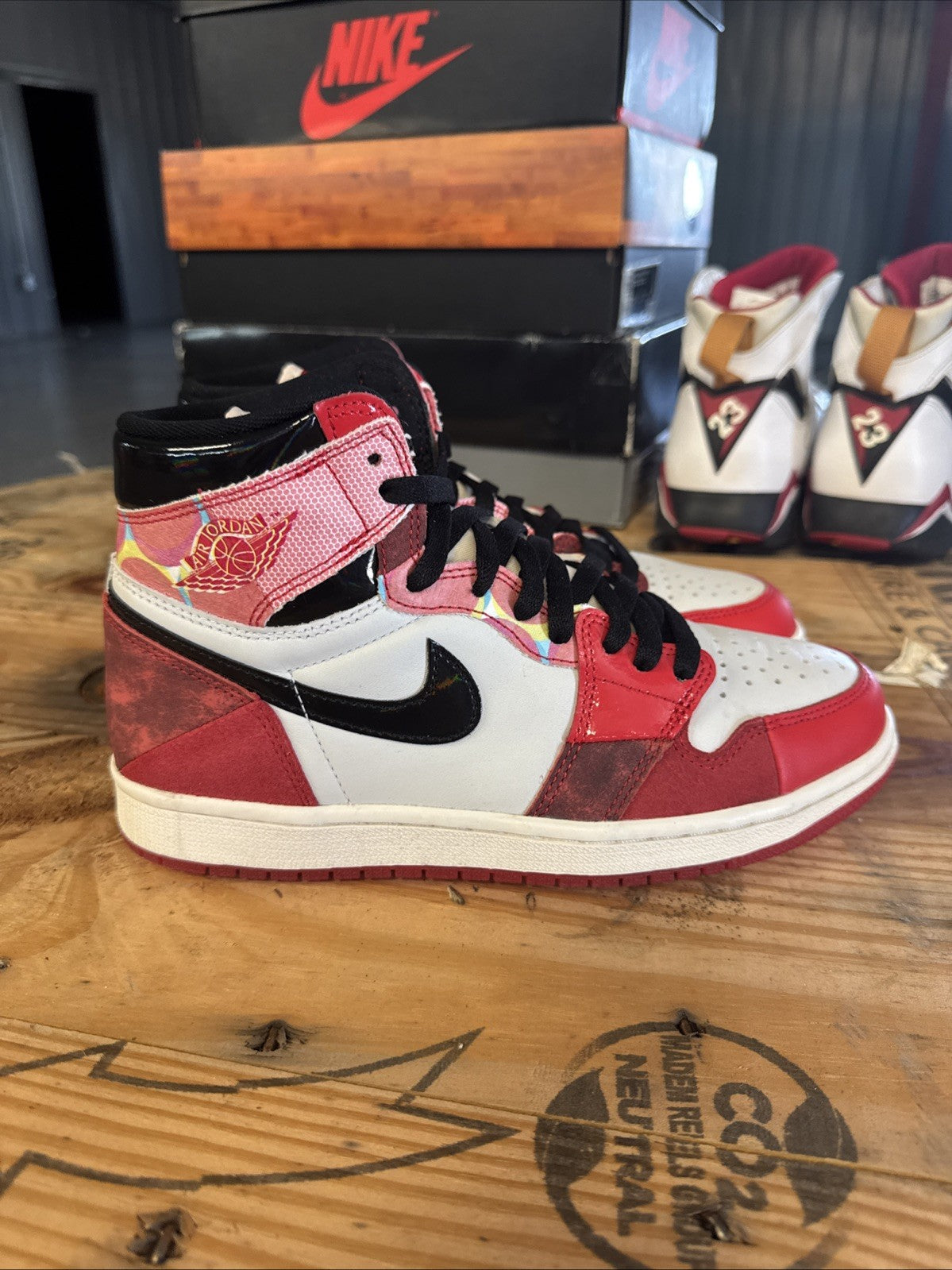 Jordan 1 Retro OG Spiderverse | Replacement Box - Worn Once - Size 7.5 - product image from the listing.