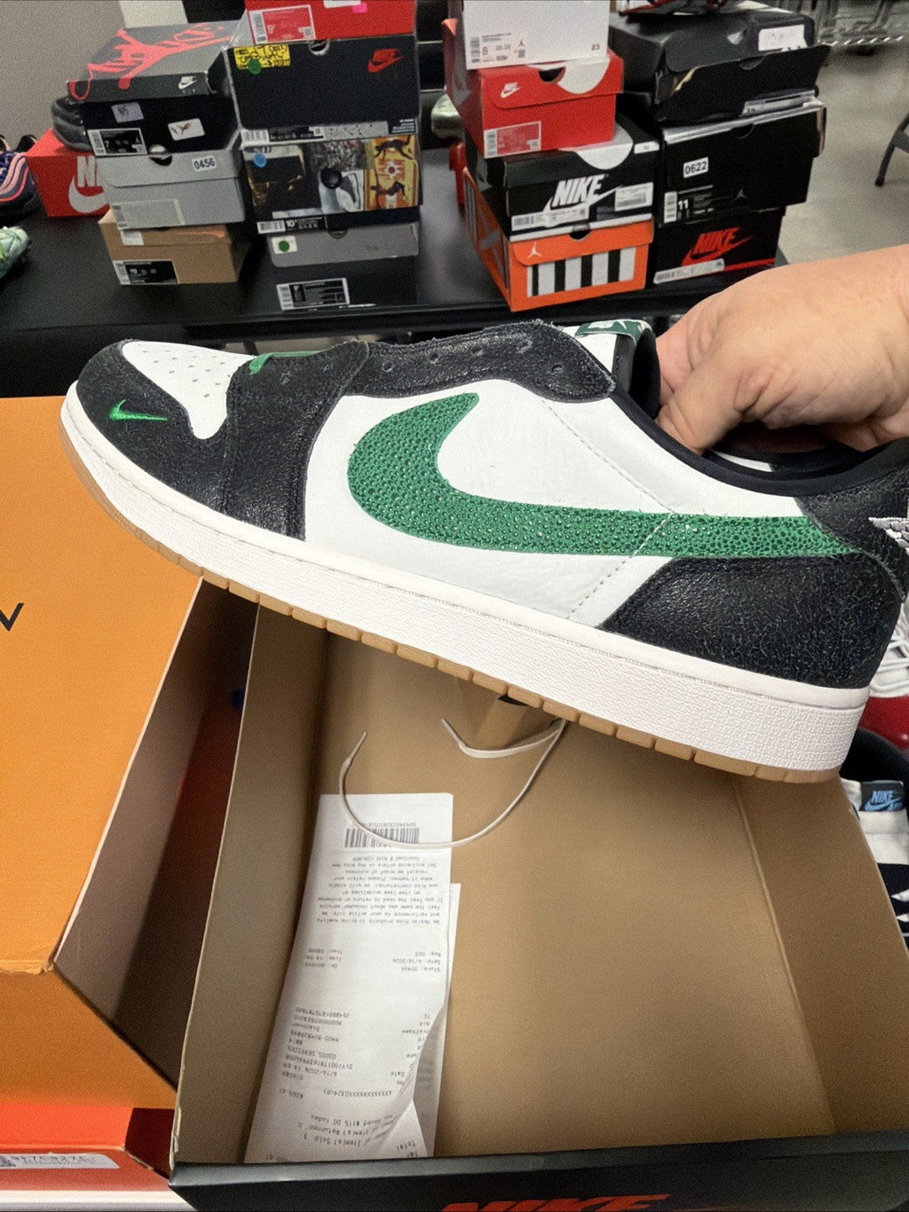 Air Jordan 1 Retro Low OG 'Phantom and Pine Green' (Black) - product image from the listing.