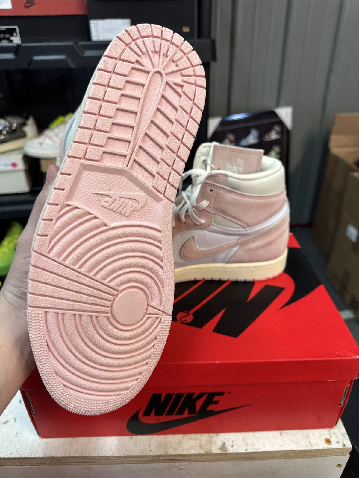 Size 12 - Air Jordan 1 Retro OG High Washed Pink for Women - product image from the listing.