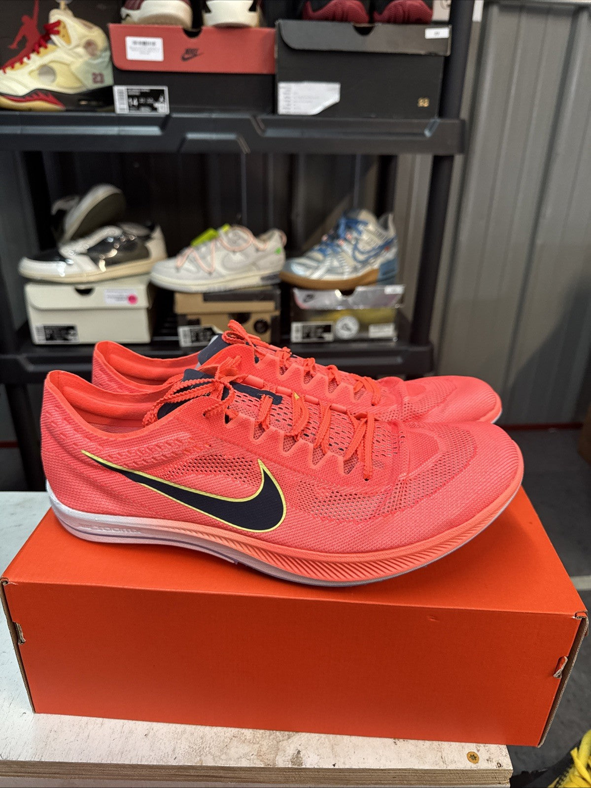 "Bright Mango" Size 15 - Nike ZoomX Dragonfly Track Spikes - product image from the listing.