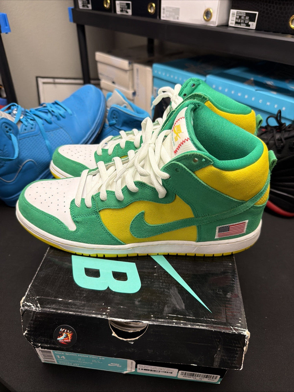 Nike SB Dunk High Pro SB Oakland Athletics 305050-337 Preowned - Size 14 - product image from the listing.