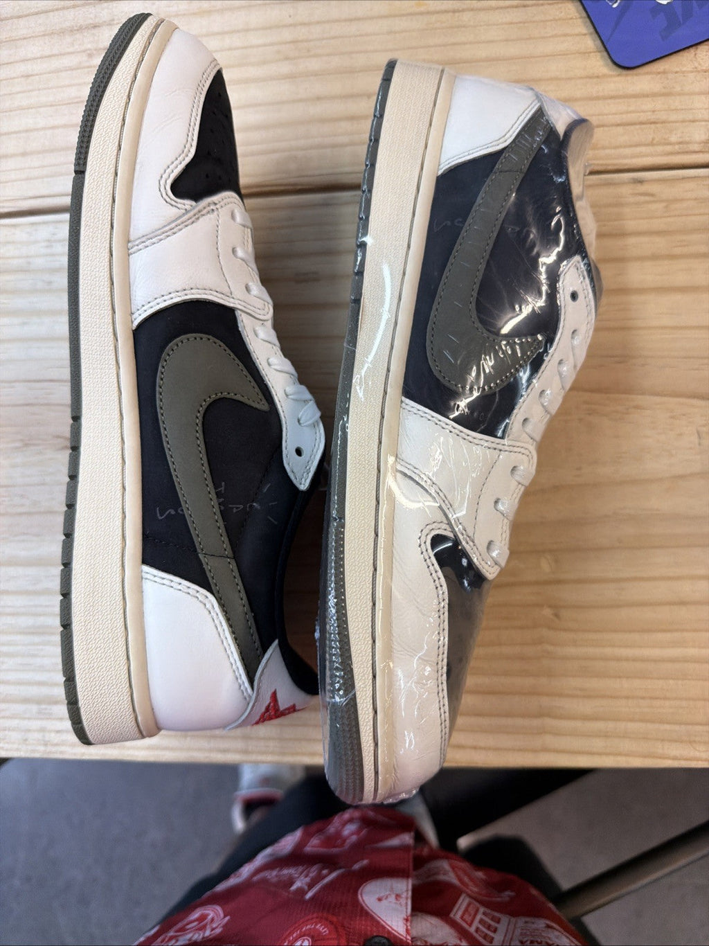 Women's WMNS Jordan 1 Low OG SP Travis Scott Olive Size 12 VNDS - product image from the listing.