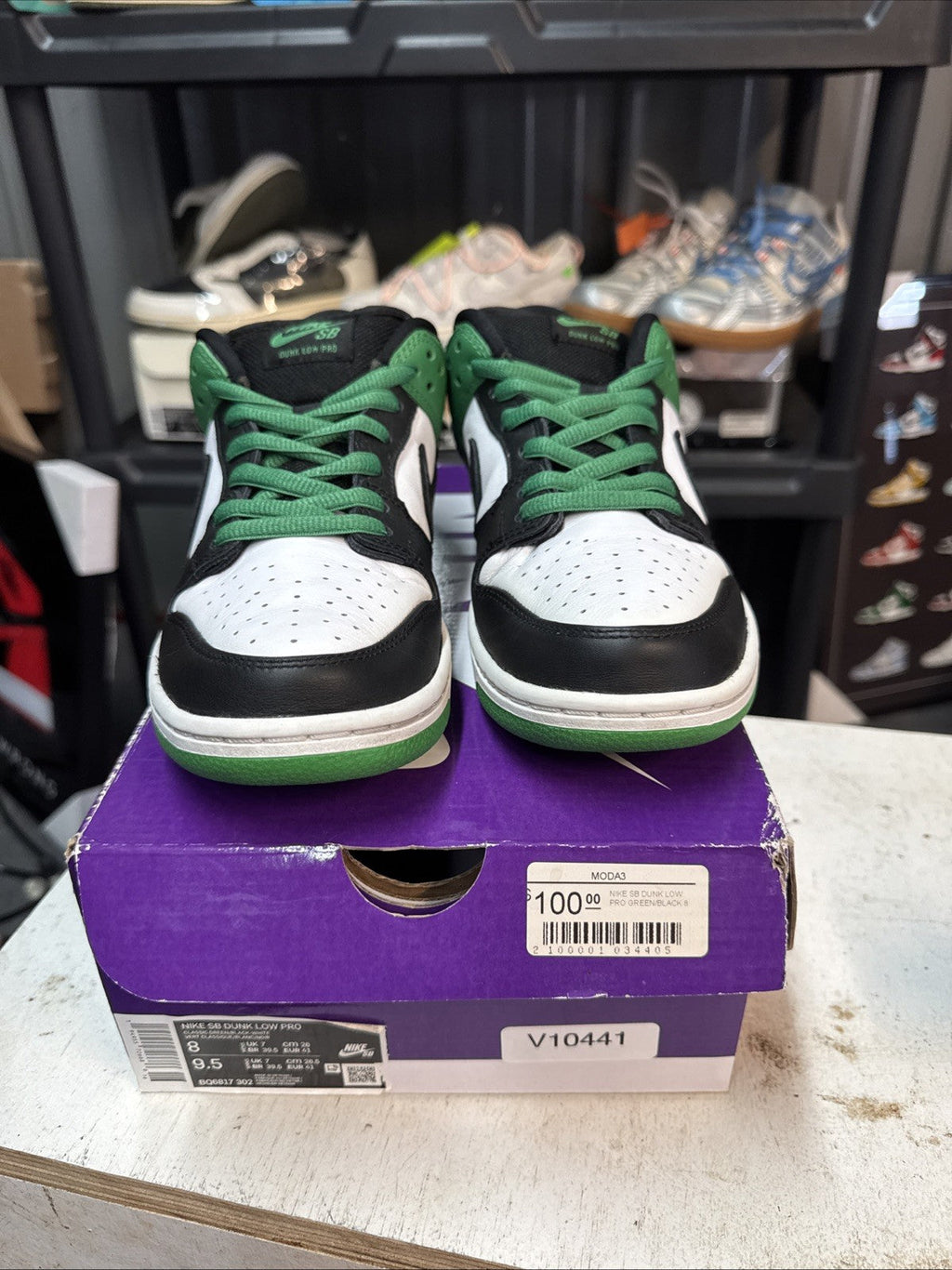 Size 8 - Nike Dunk Pro SB Low Classic Green for Men - product image from the listing.