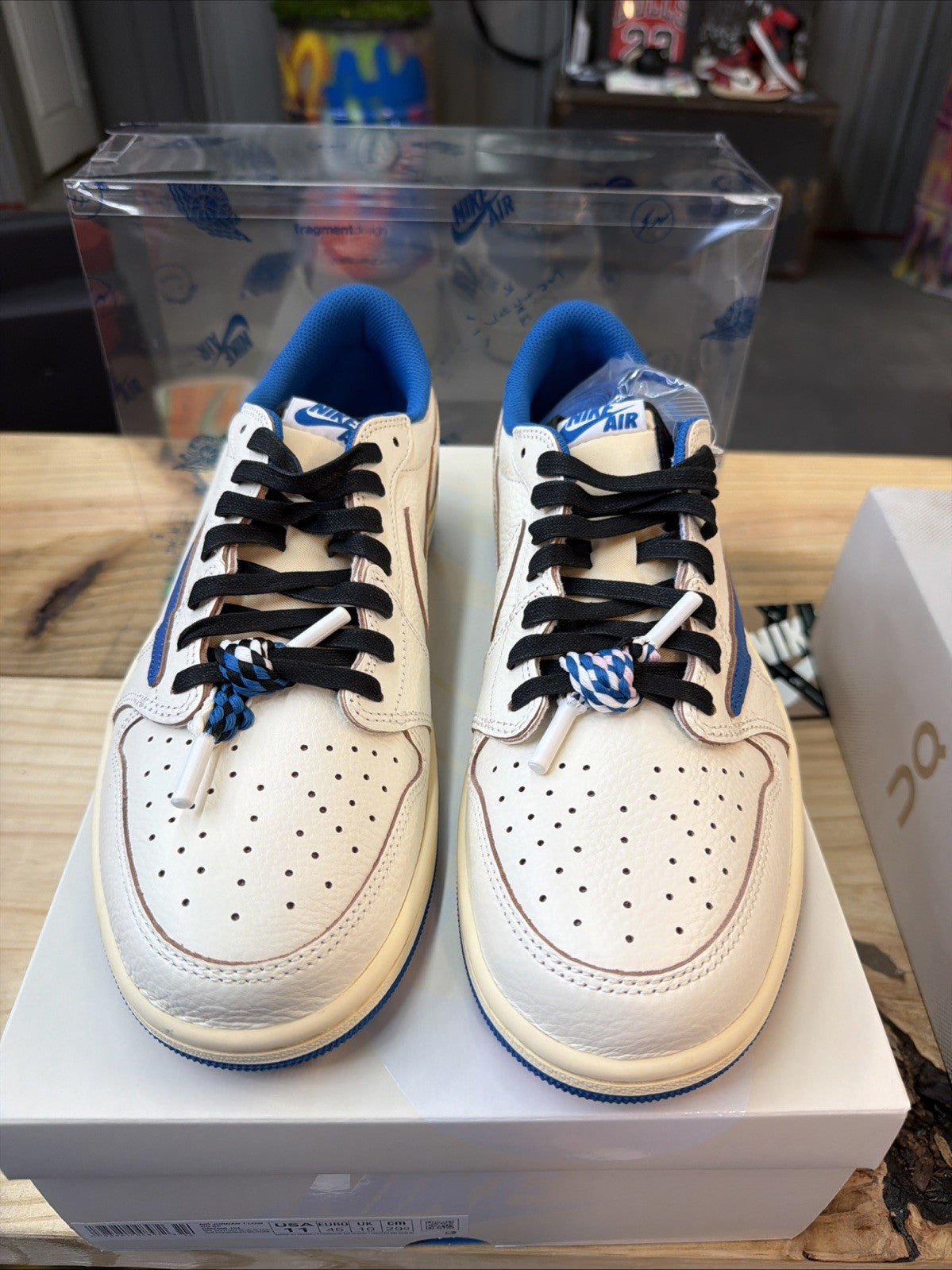 Fragment x Travis Scott Sail Military Blue Size 11 - Jordan 1 Retro Low OG SP - product image from the listing.