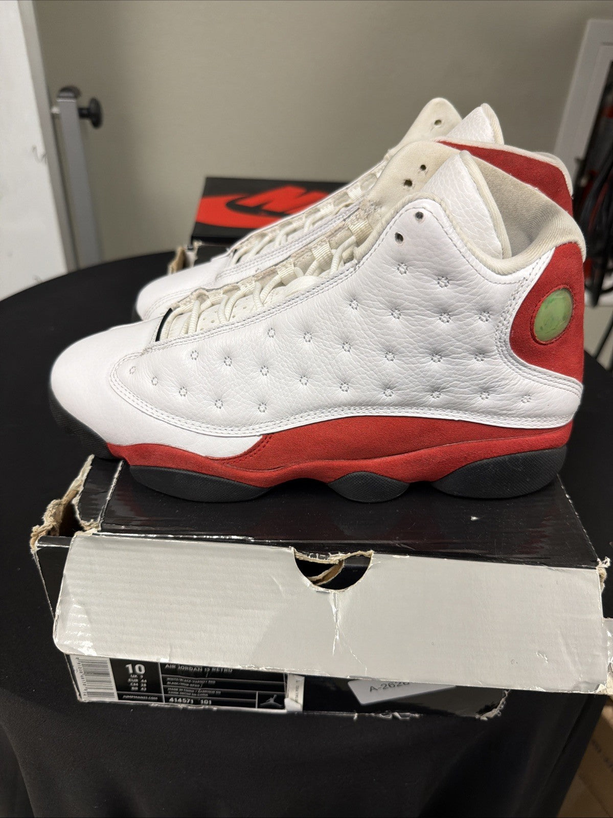 Air Jordan Cherry 13 Size 10 Retro Nike 2010 Release White, in Red Black 414571-101 - product image from the listing.