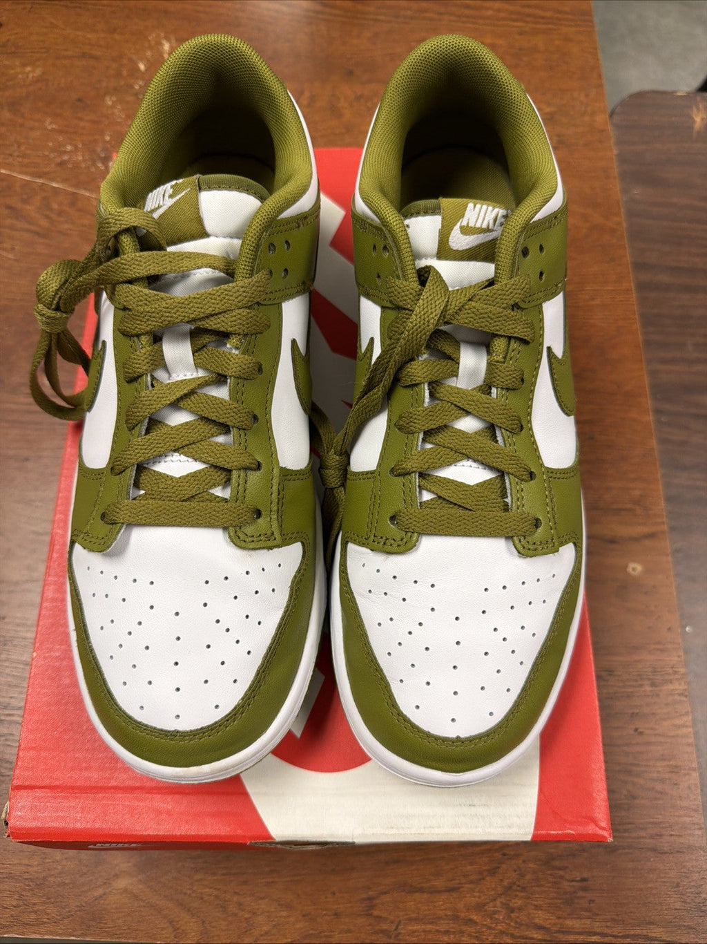 Men's Nike Dunk Low Retro White/Pacific Moss DV0833-105 i - product image from the listing.
