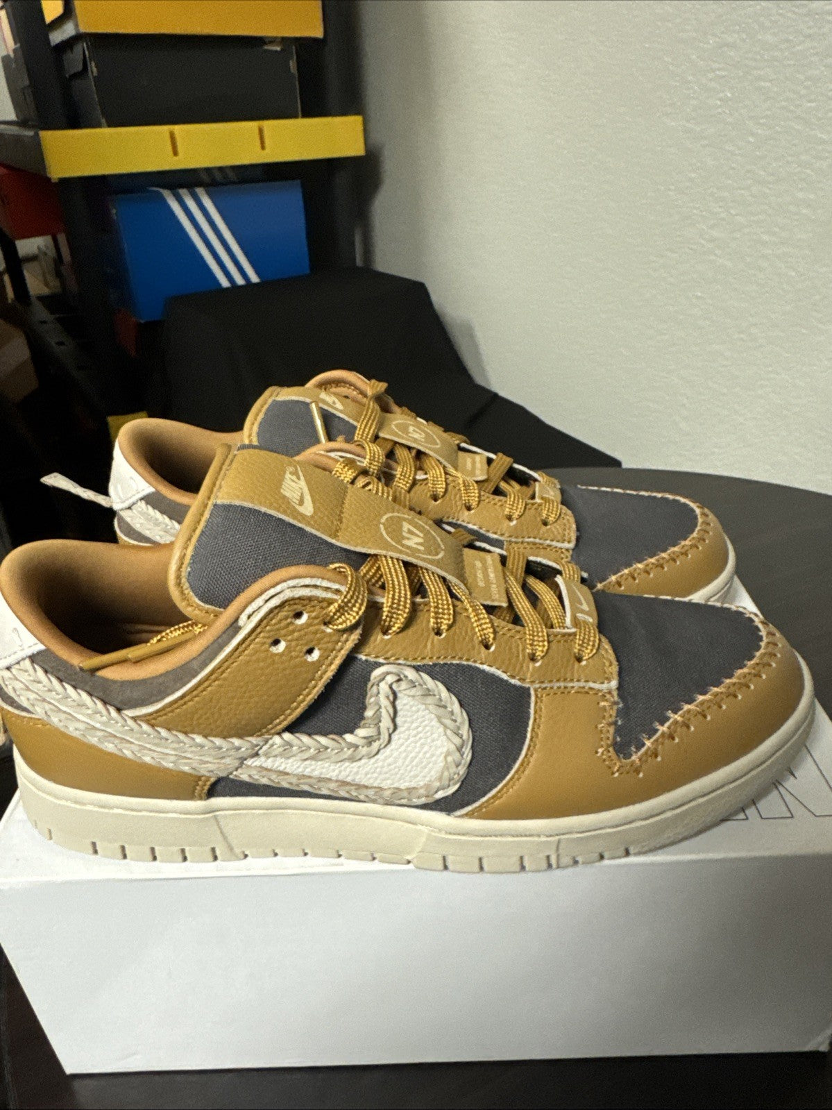 Men's Nike Dunk Low N7 By You Custom Lyle Thompson Size 10 DJ3210-991 - product image from the listing.