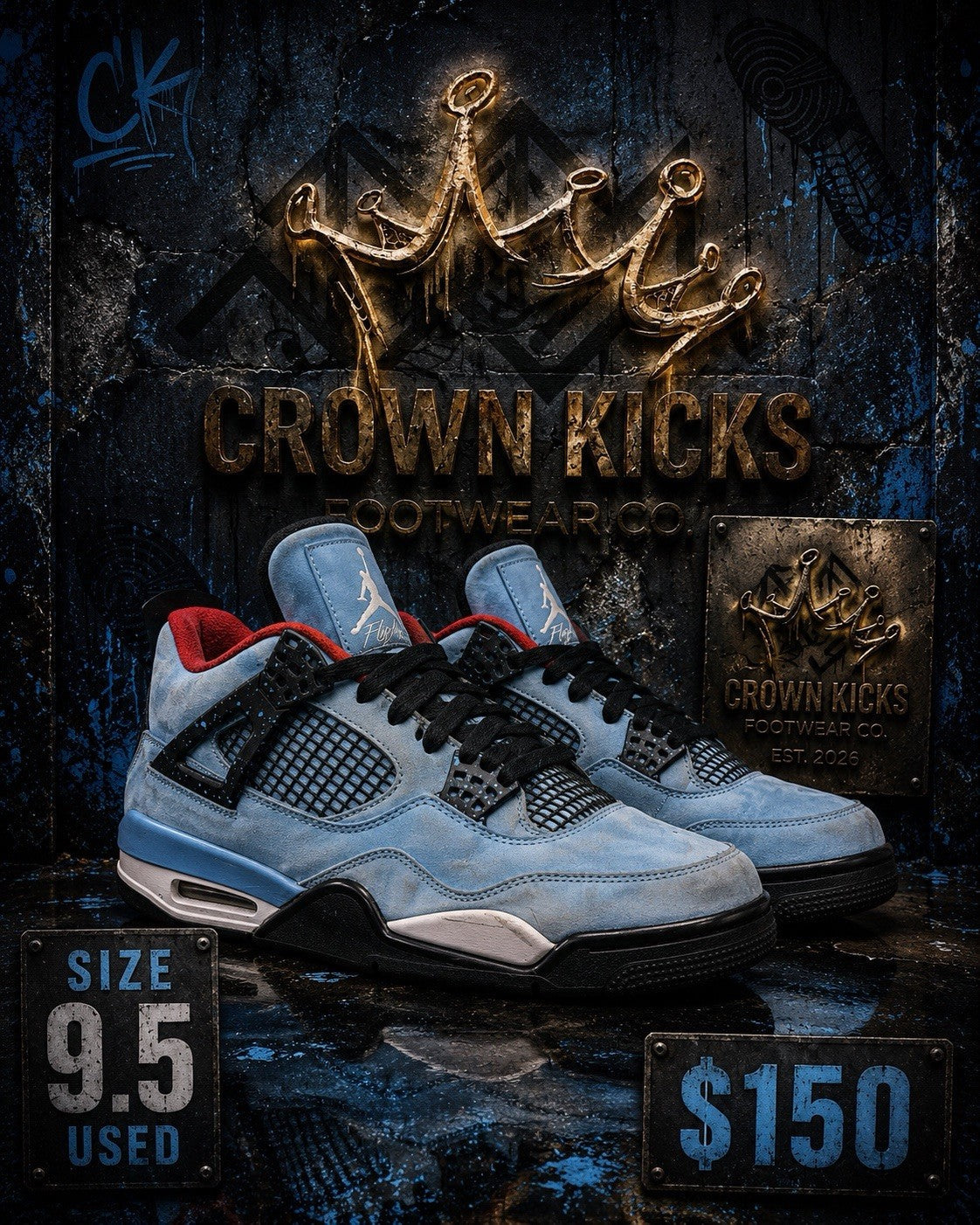 Air Jordan 4 Retro Travis Scott Cactus Jack 2018 308497-406 Authentic - Size 9.5 - product image from the listing.