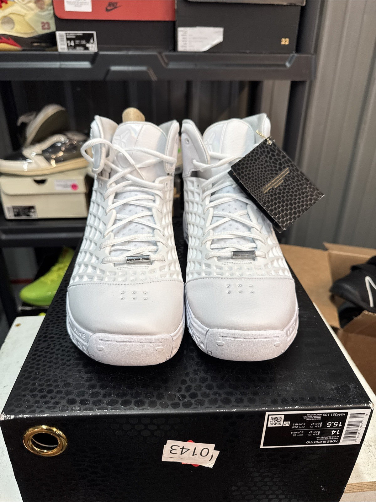 Men's Nike Kobe III Protro Triple White HM4351 100 Size 14 | Topless Box - product image from the listing.