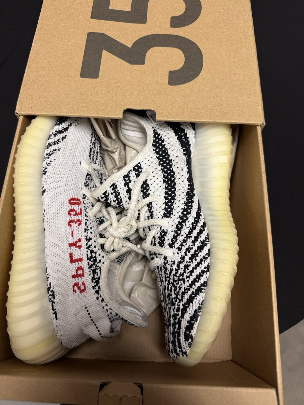 Men's adidas Yeezy Boost 350 V2 'Zebra' Size 5 Women's 6.5 (CP9654) OG - product image from the listing.