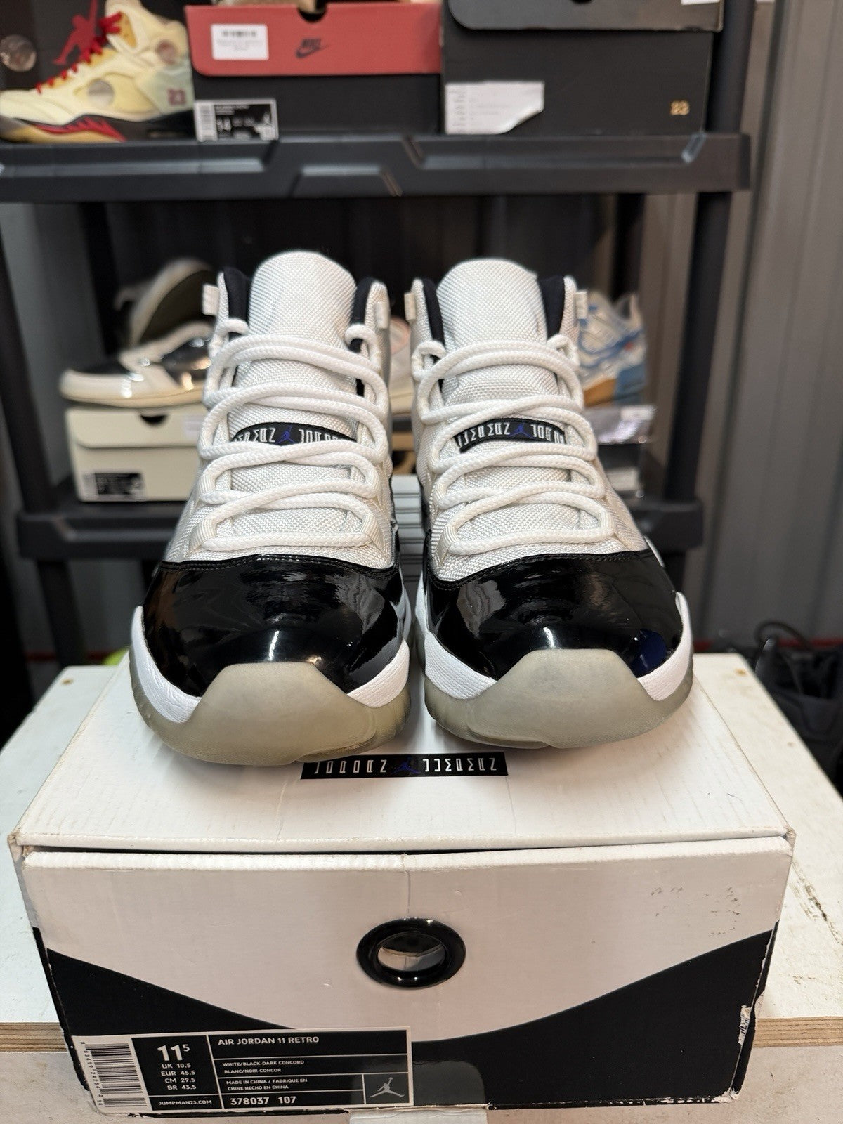 Concord 2011 White Black Size 11.5 Sneakers - Nike Air Jordan 11 Retro 378037-107 - product image from the listing.