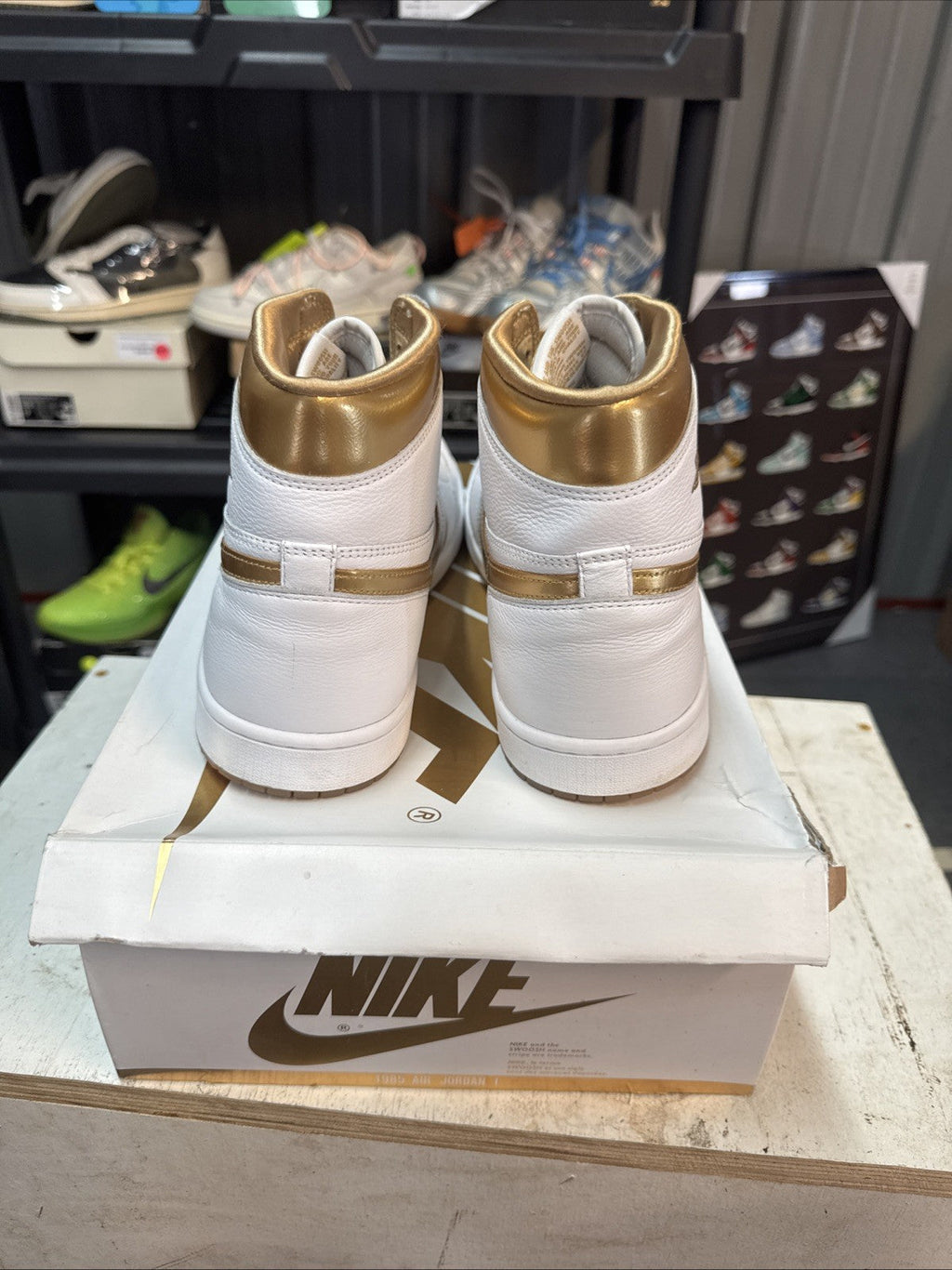 Women's Wmns Size 12.5 - Nike Air Jordan 1 Retro HI OG White Gold | Worn Once - product image from the listing.