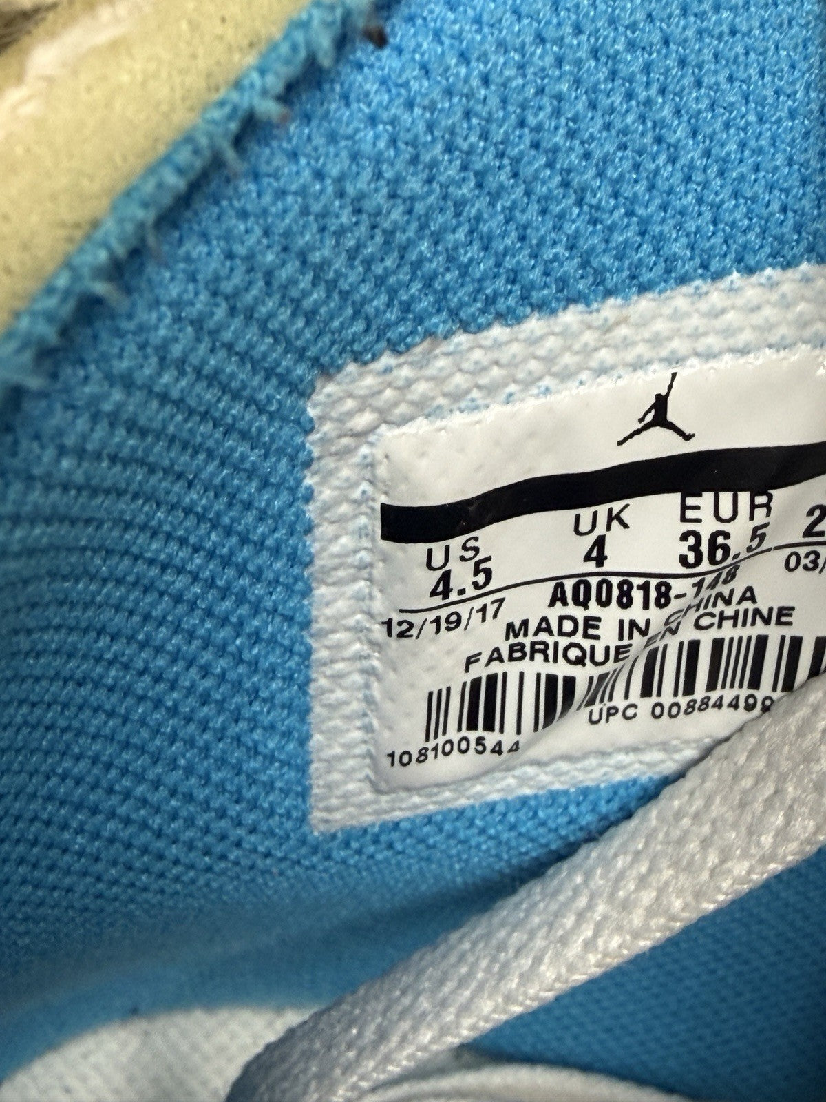 Pre-owned, Size 4.5 - Off-White Jordan 1 UNC - product image from the listing.