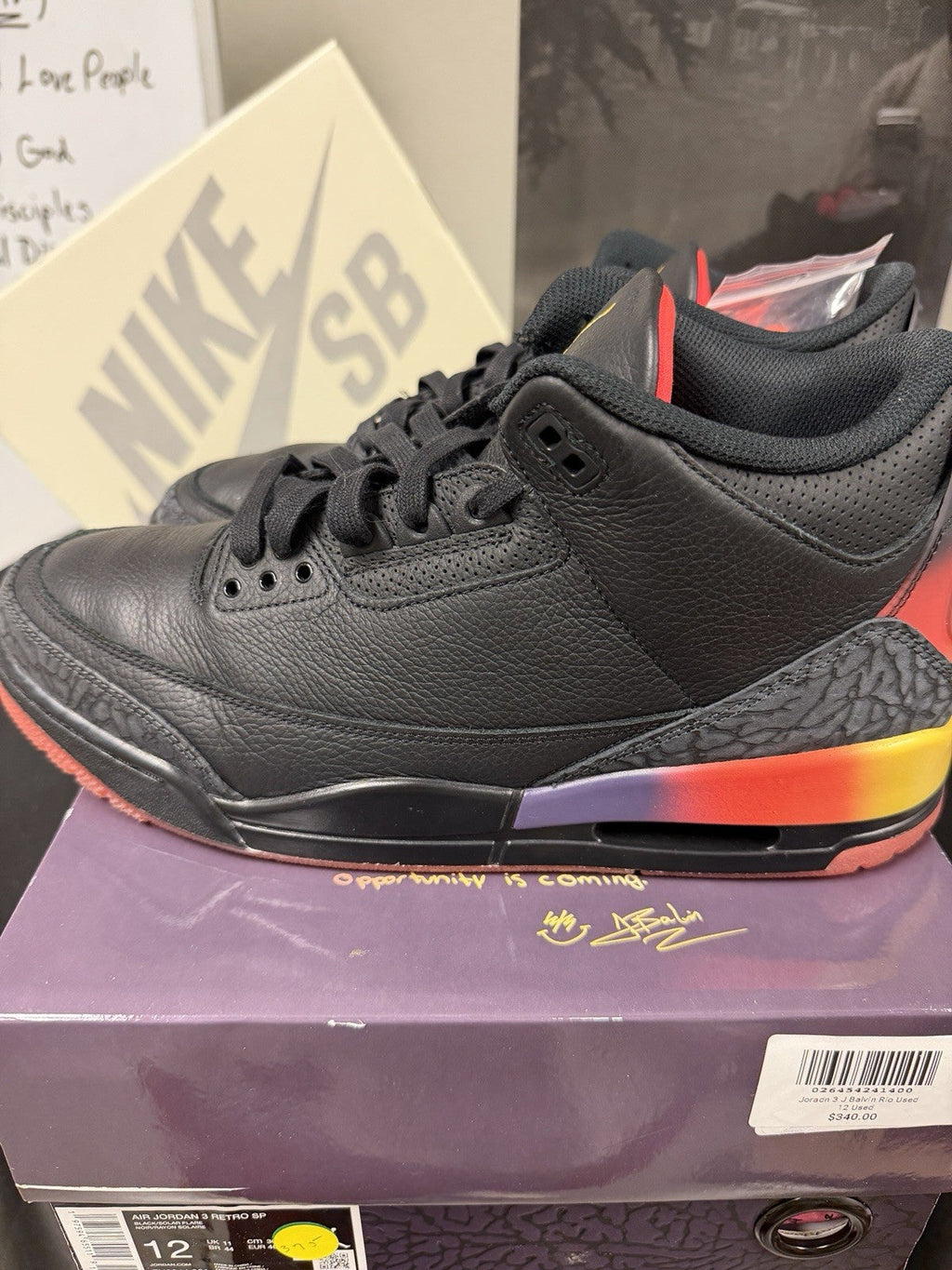 J. Balvin x Air Jordan 3 Retro Rio Size 12 - product image from the listing.