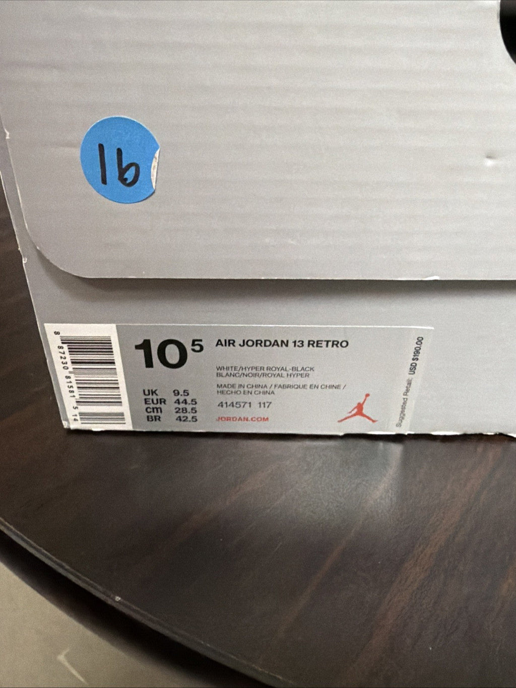 Hyper Royal White Blue Size 10.5 with box - Air Jordan 13 Retro - product image from the listing.