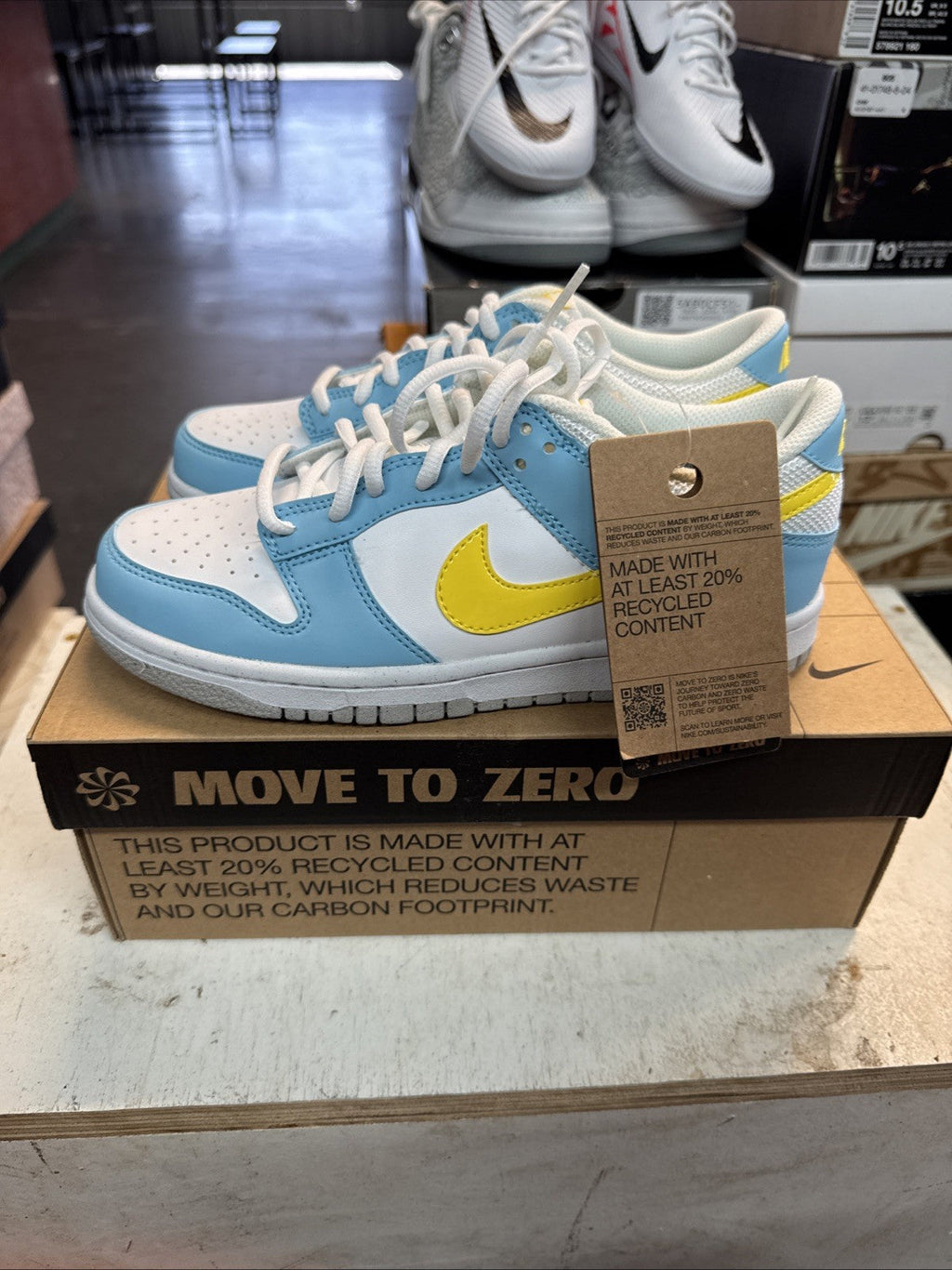 Nike Dunk Low GS Blue Chill Yellow Strike White - Size 5.5Y - product image from the listing.